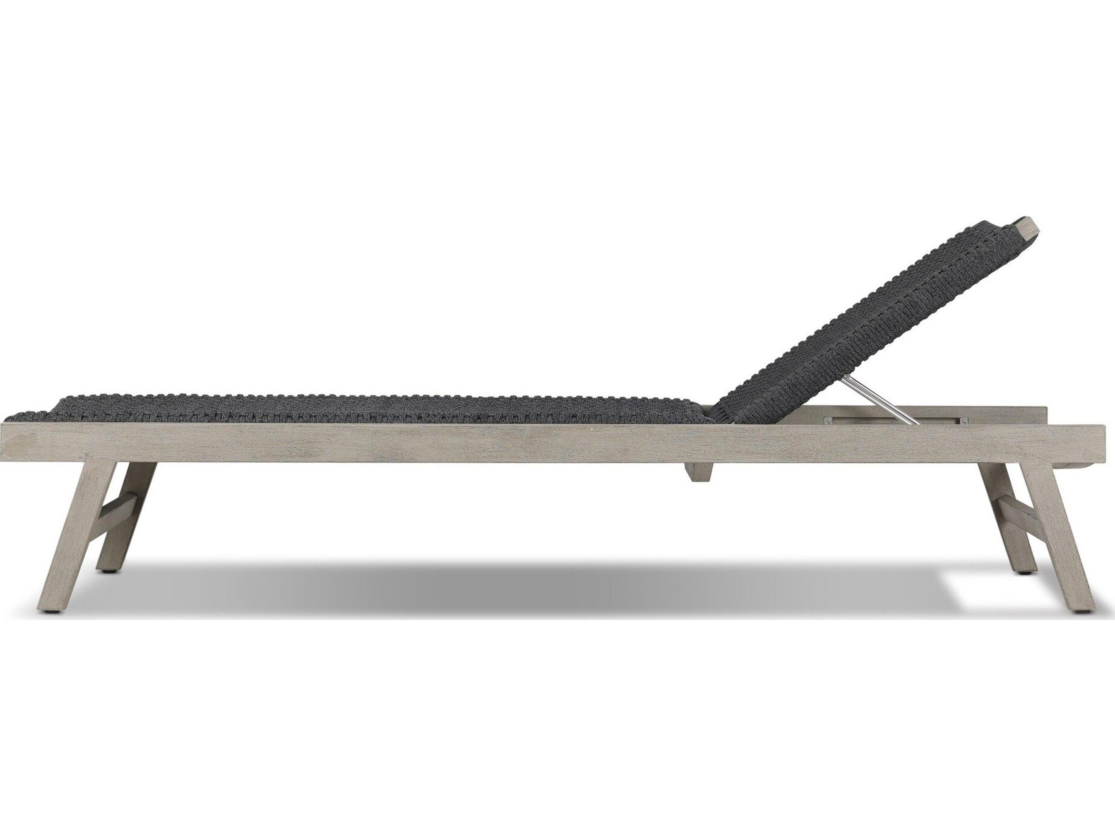 Luxecor Globetrotter Outdoor Weathered Grey Teak / Thick Dark Rope Chaise Lounge