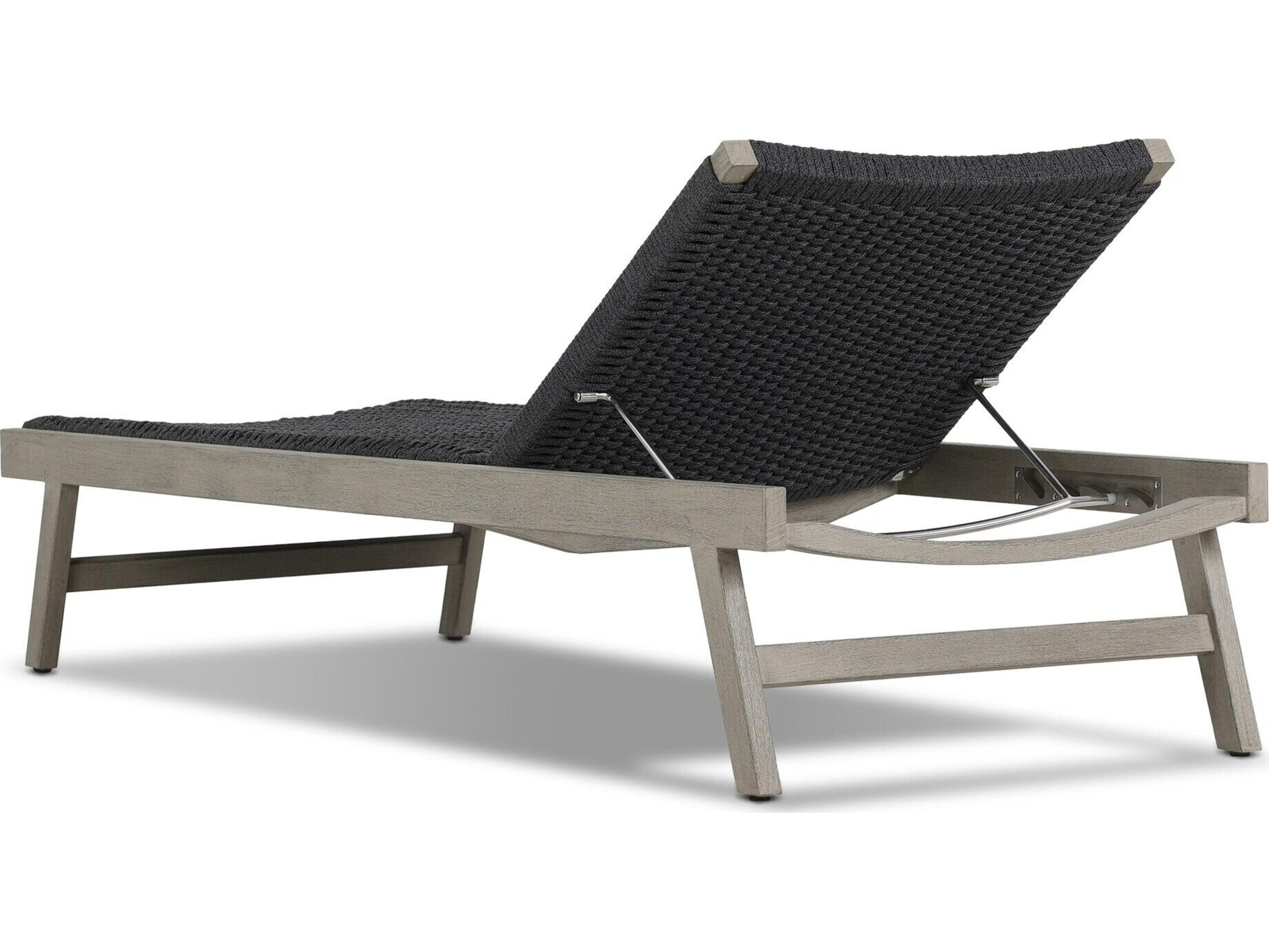 Luxecor Globetrotter Outdoor Weathered Grey Teak / Thick Dark Rope Chaise Lounge