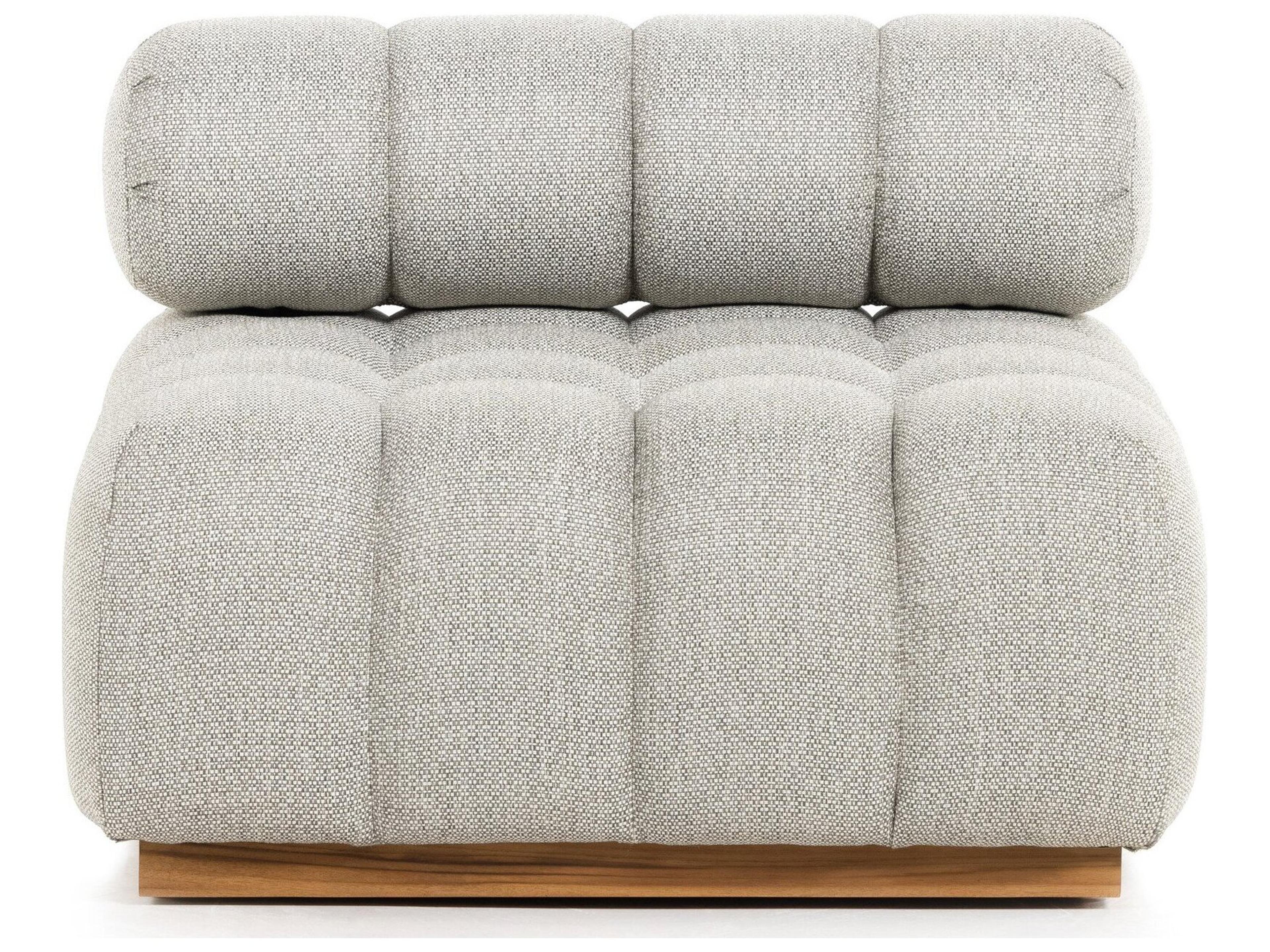 Luxecor Globetrotter Outdoor Natural Teak / Faye Ash Cushion Armless Lounge Chair