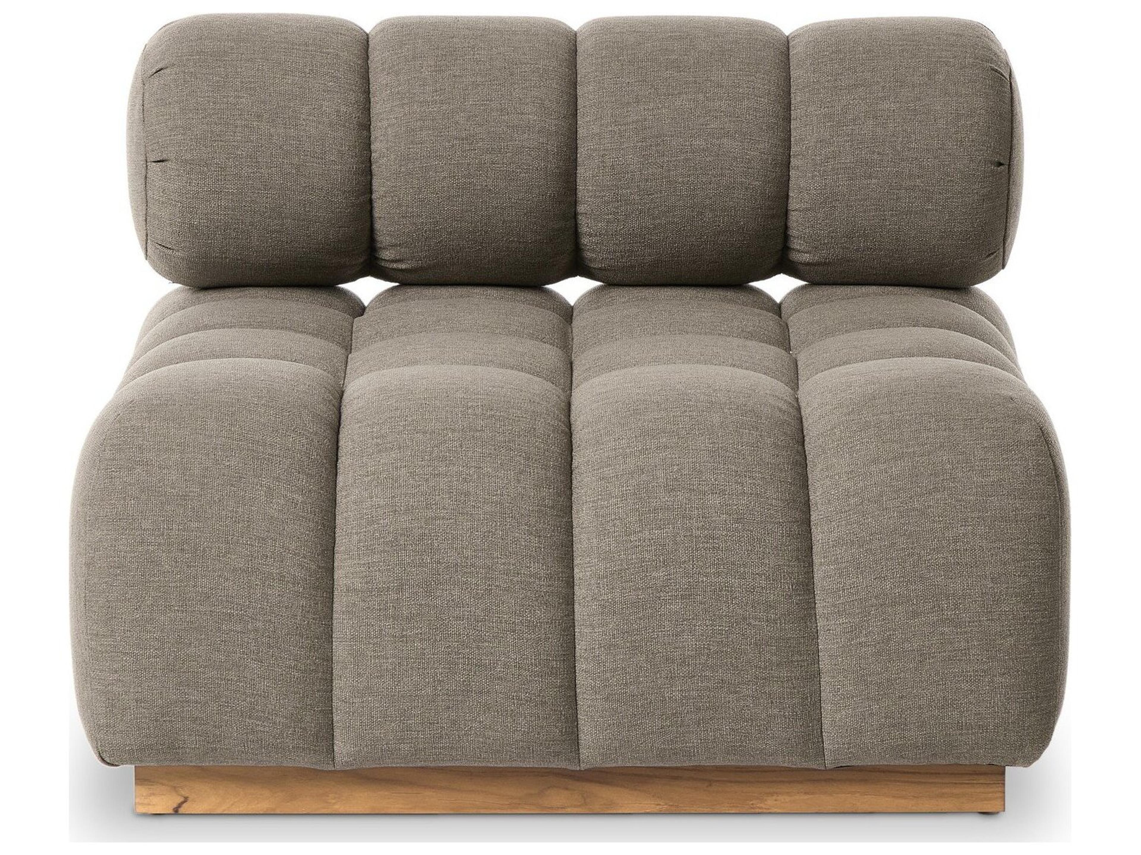 Four Hands Outdoor Solano Natural Teak Armless Lounge Chair with Alessi Fawn Cushion