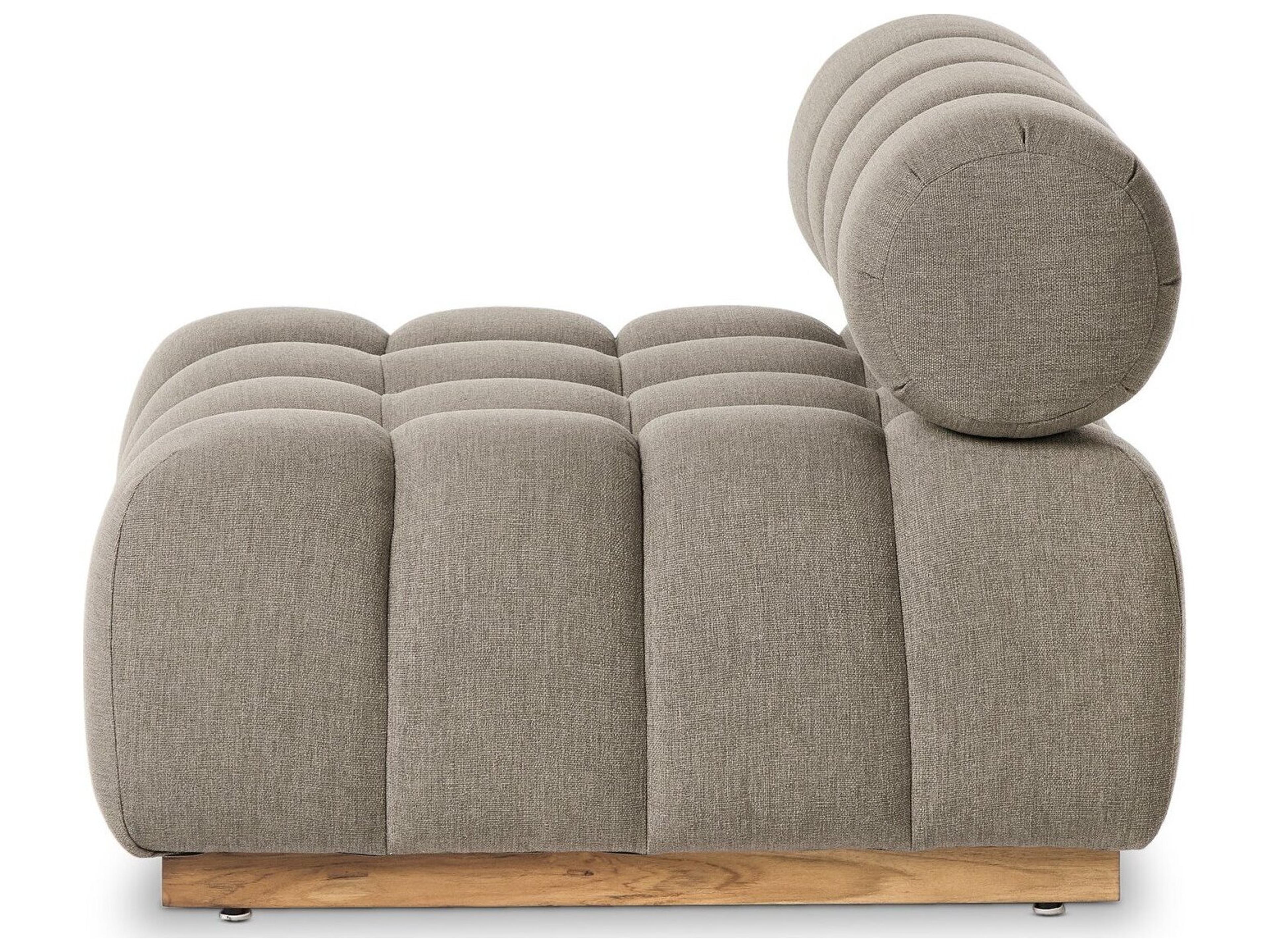 Four Hands Outdoor Solano Natural Teak Armless Lounge Chair with Alessi Fawn Cushion