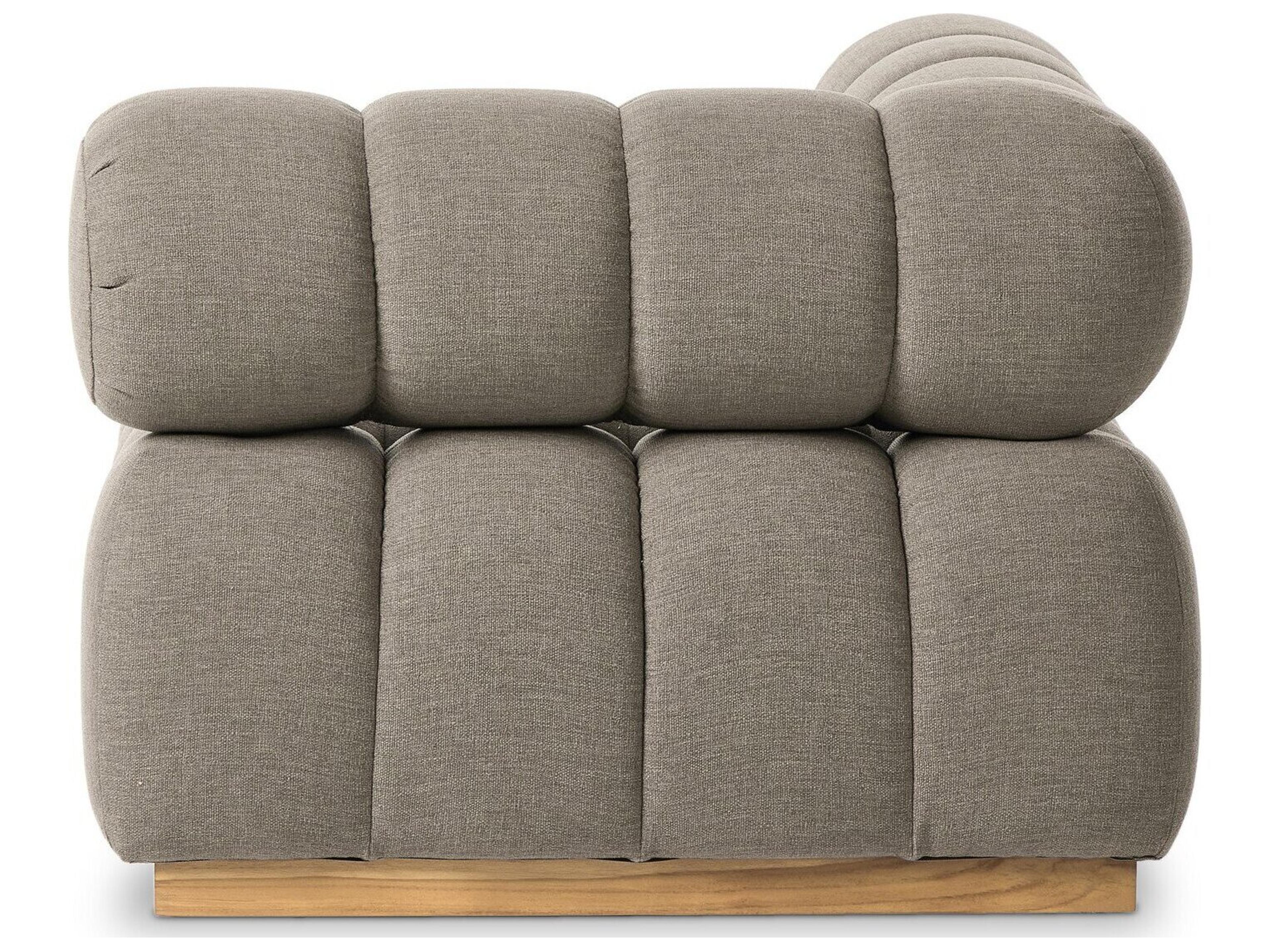 Four Hands Outdoor Solano Natural Teak Corner Lounge Chair with Alessi Fawn Cushion