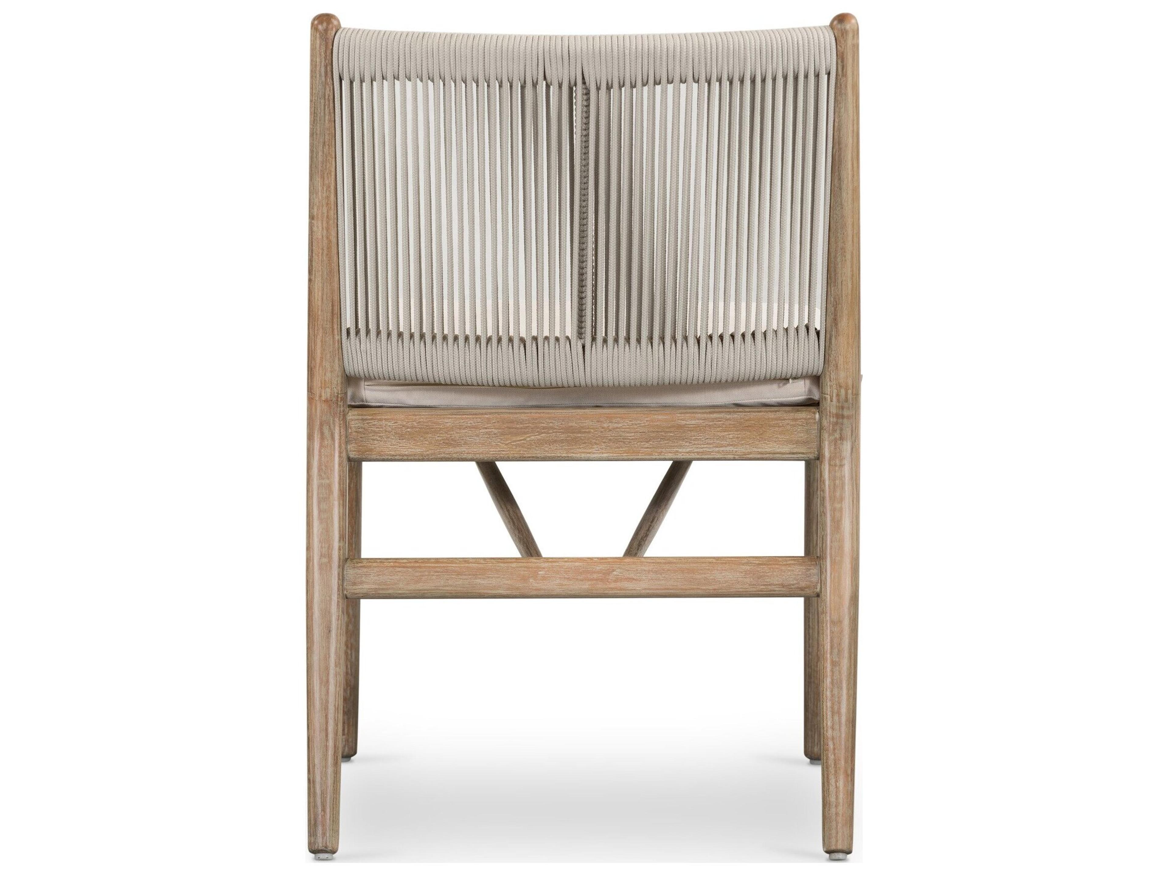Four Hands Outdoor Halsted Rosen Lakin Oat / Natural Eucalyptus Cushion Dining Chair