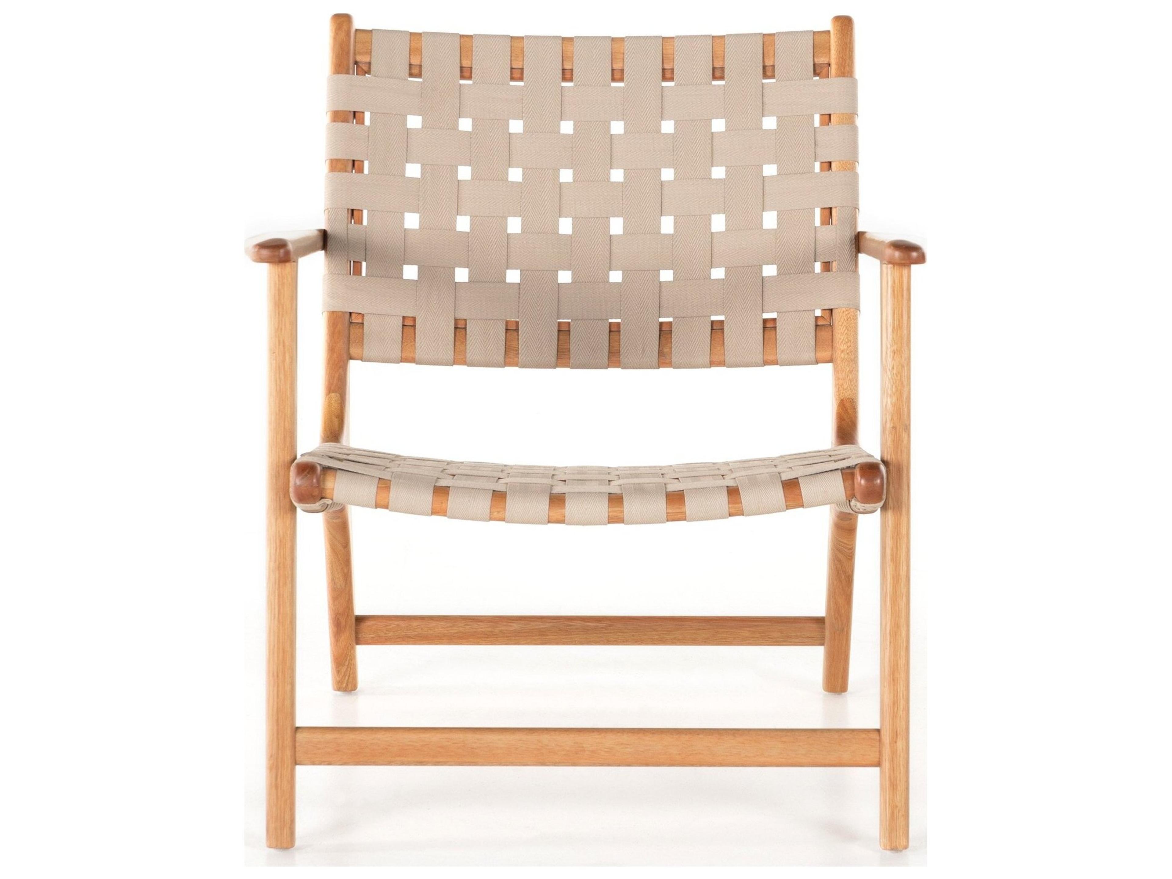 Four Hands Outdoor Halsted Jevon Wood Strap Lounge Chair in Soft Khaki