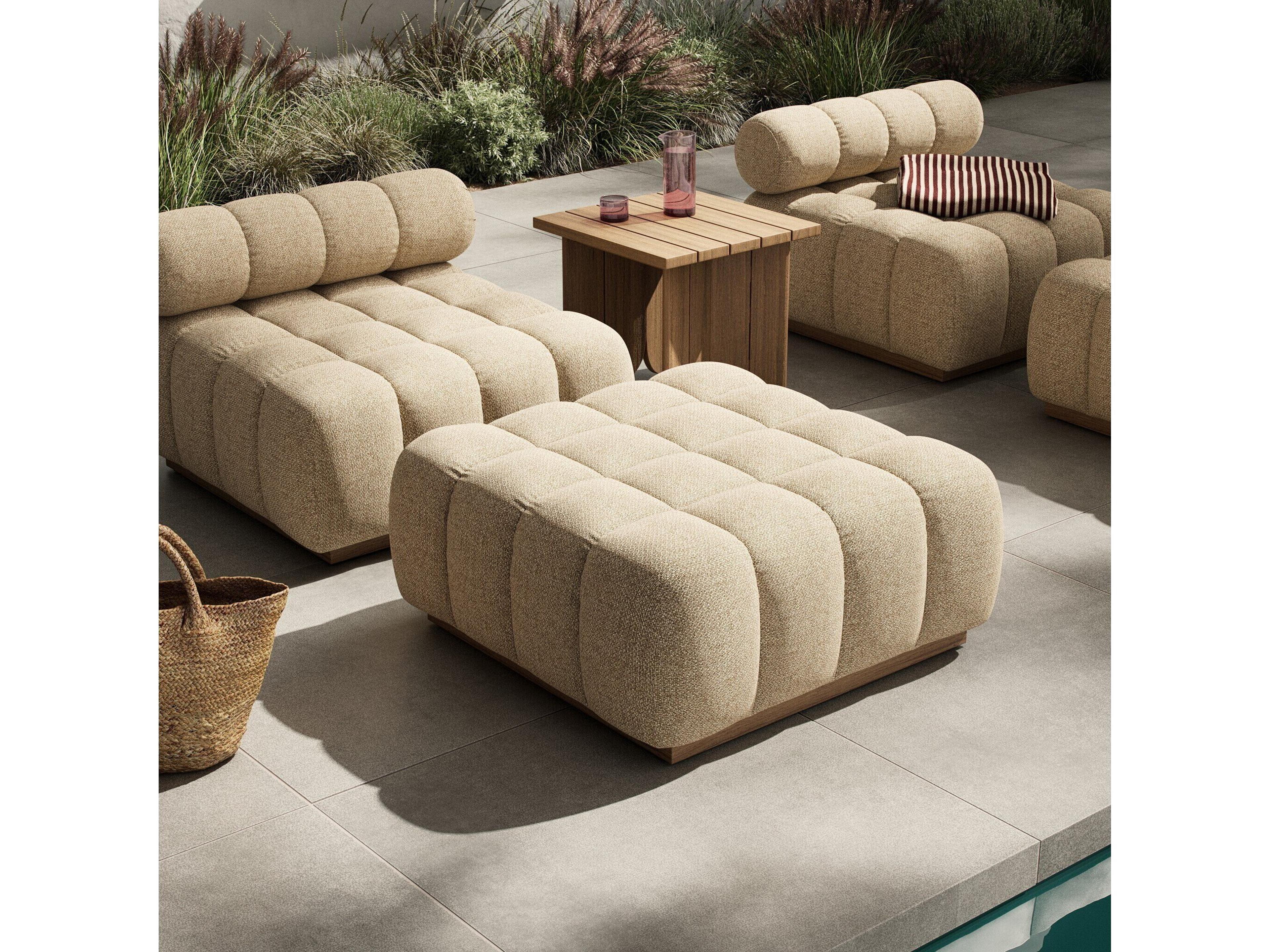Luxecor Globetrotter Outdoor Teak Cushion Ottoman