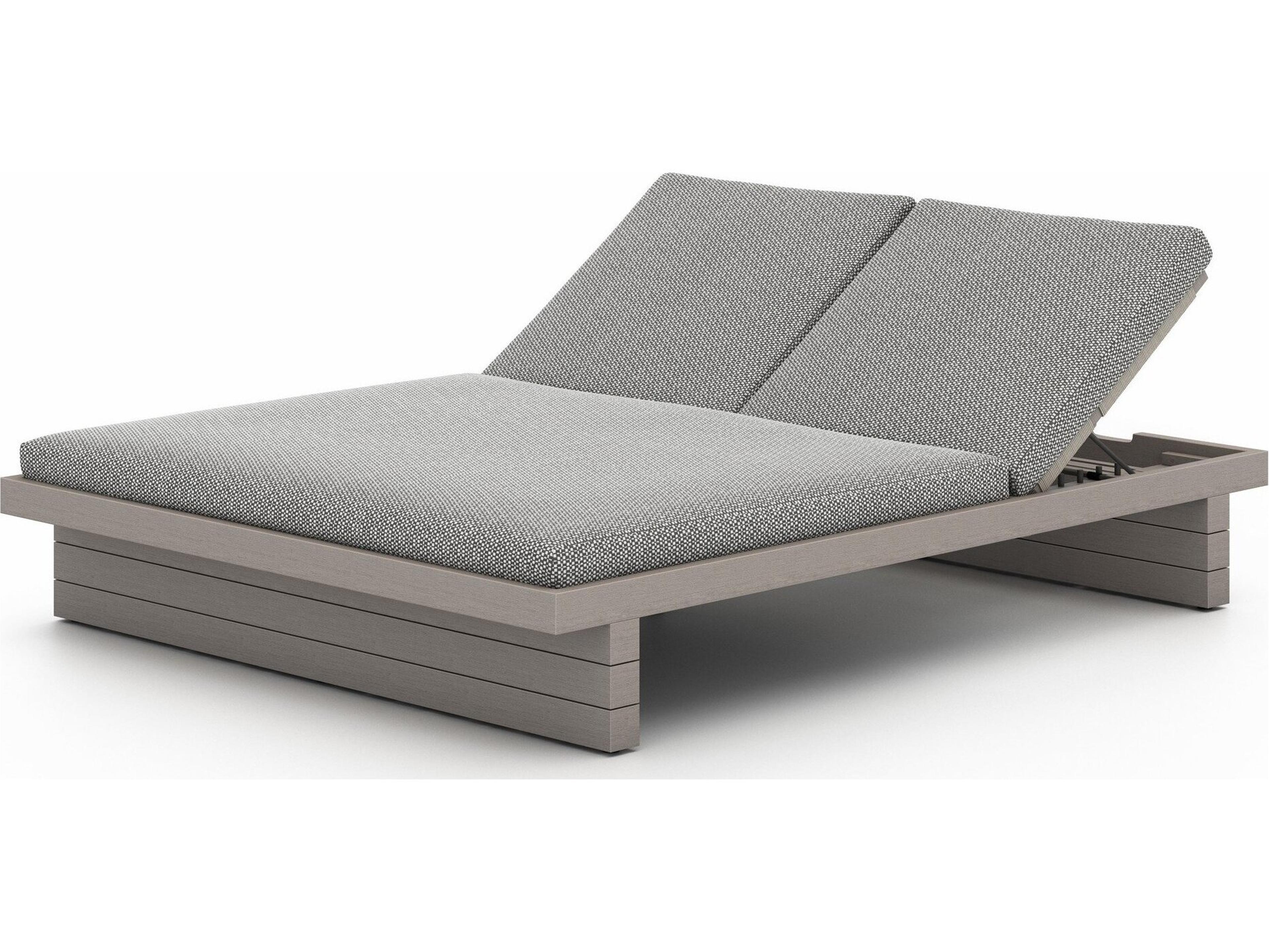 Globetrotter Outdoor Weathered Grey Teak / Dark Rope Chaise Lounge with Faye Ash Cushion