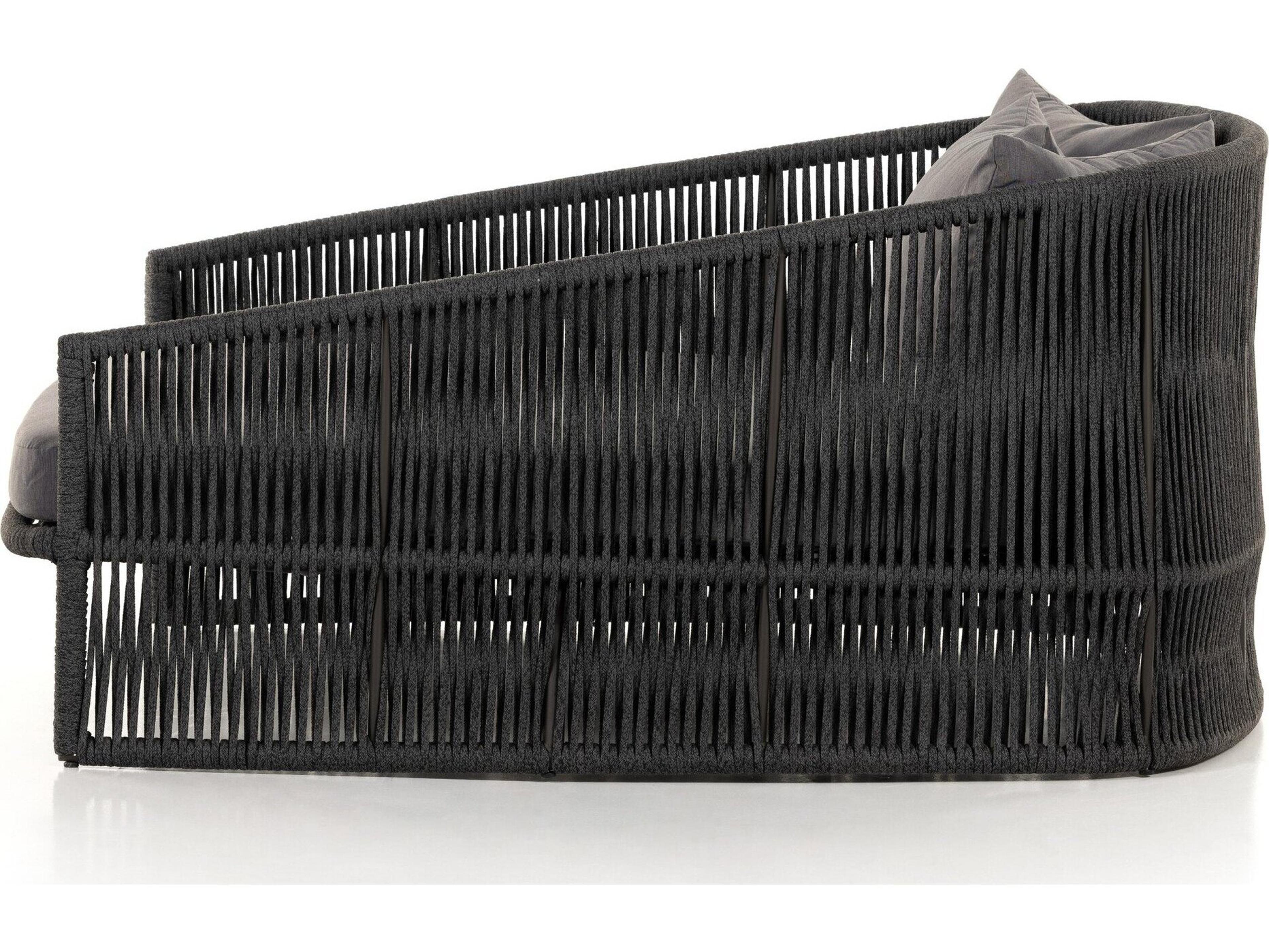 Four Hands Outdoor Solano Bronze Aluminum / Dark Grey Rope Lounge Bed with Charcoal Cushion