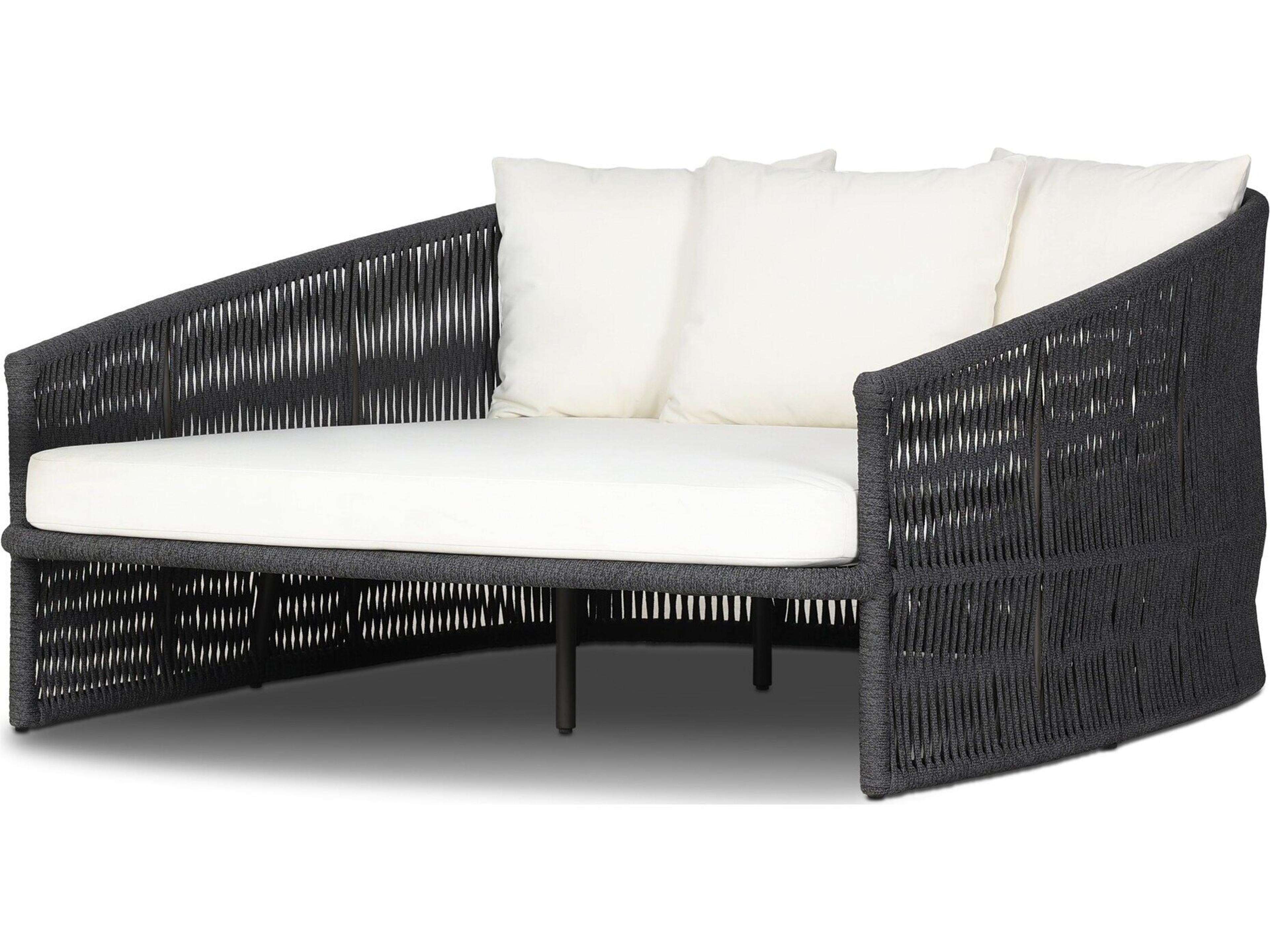 Solano Porto Bronze Aluminum Cushion Lounge Day Bed in Arashi Salt