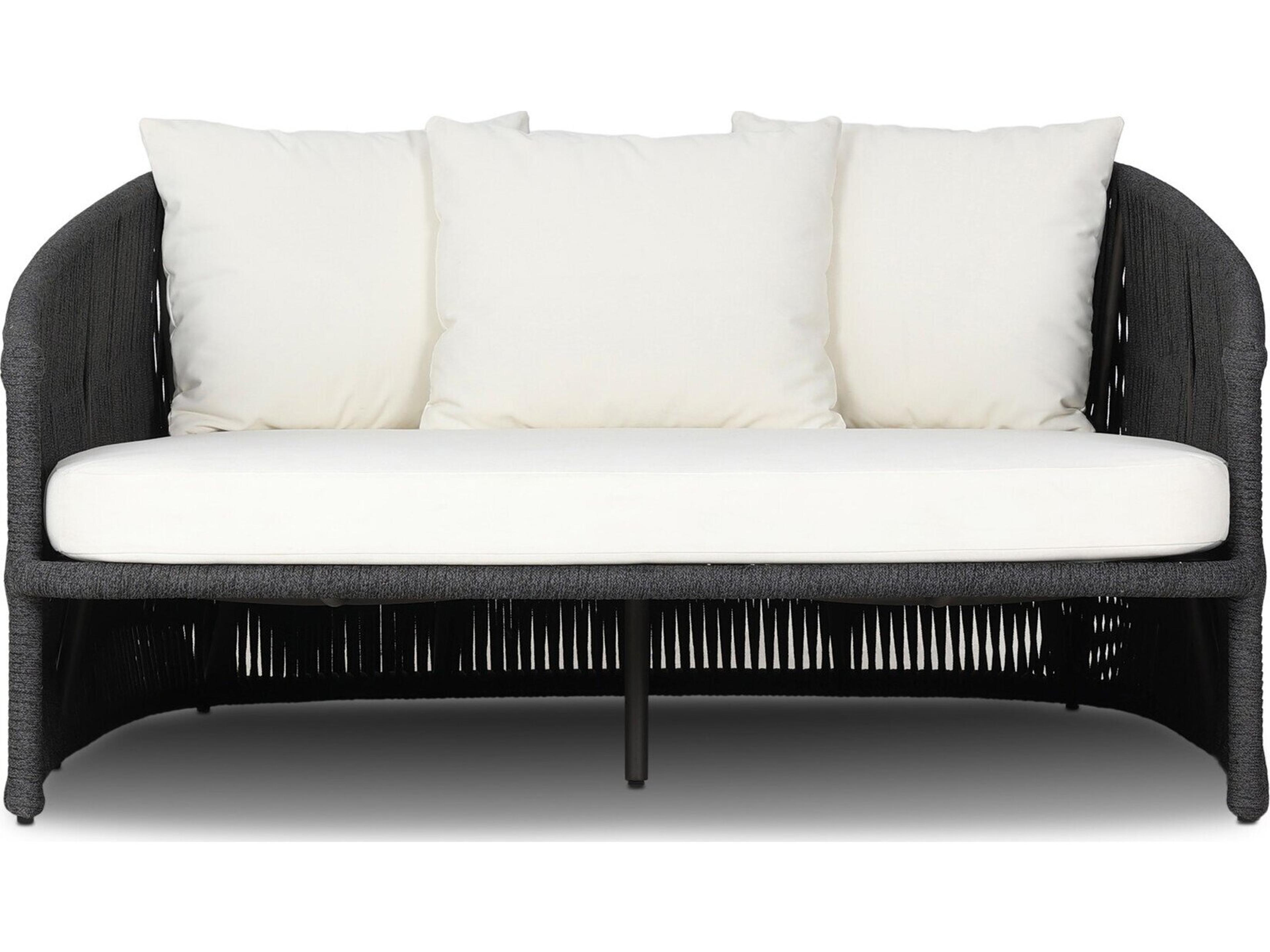 Four Hands Outdoor Solano Porto Bronze Aluminum Cushion Lounge Day Bed in Arashi Salt