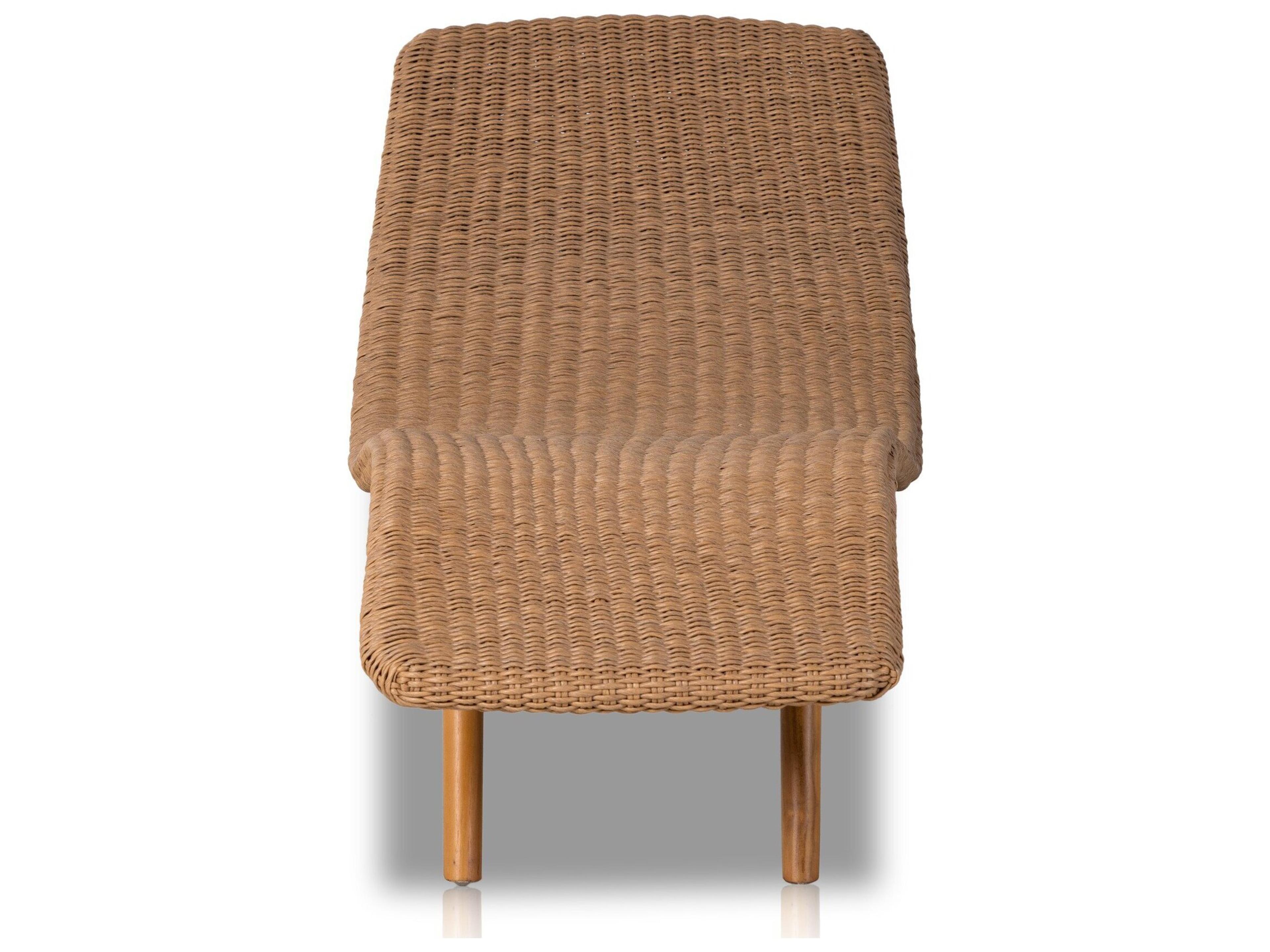 Four Hands Outdoor Grass Roots Vintage Natural Polypropylene / Natural Teak Chaise Lounge