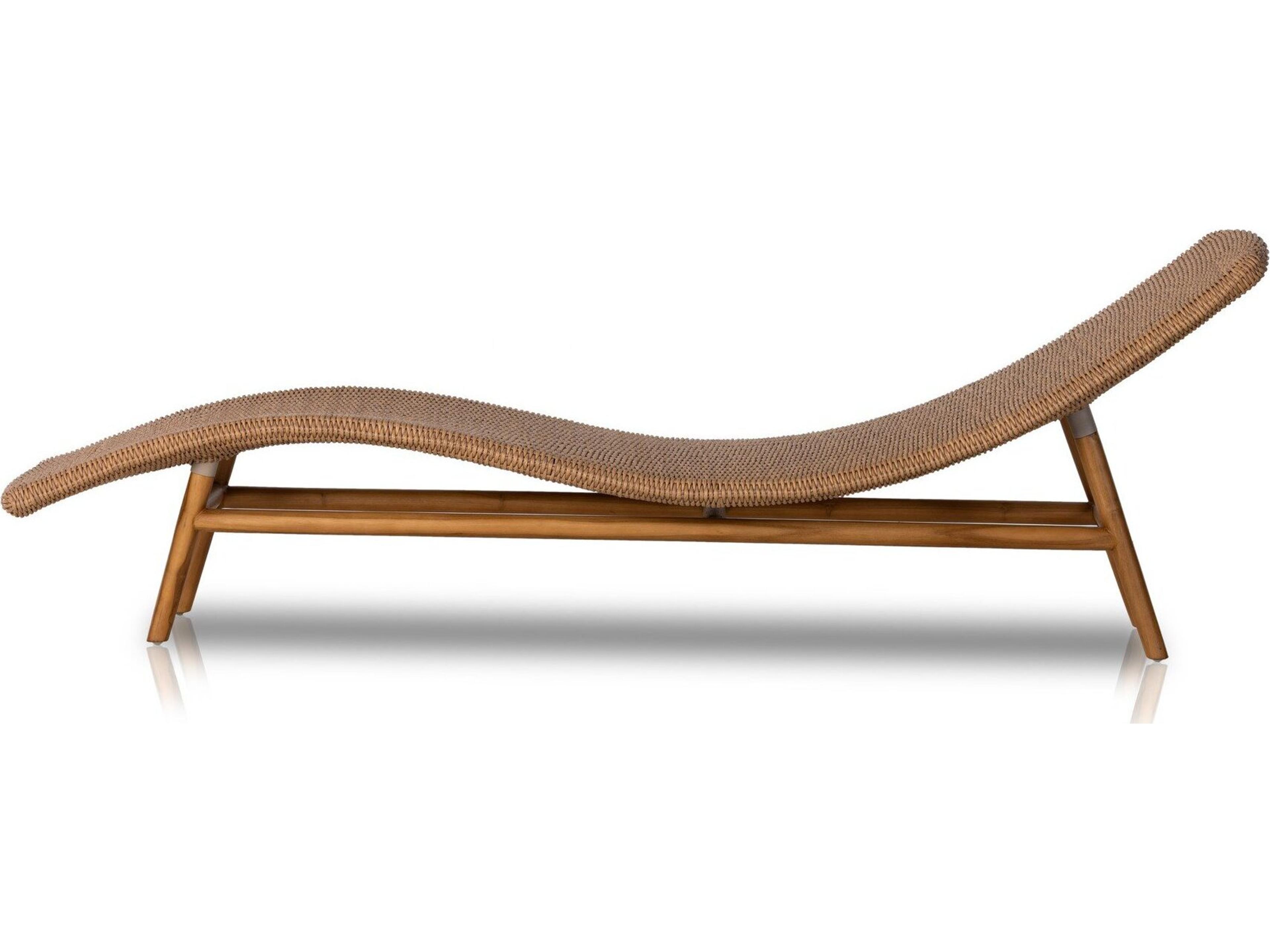 Four Hands Outdoor Grass Roots Vintage Natural Polypropylene / Natural Teak Chaise Lounge