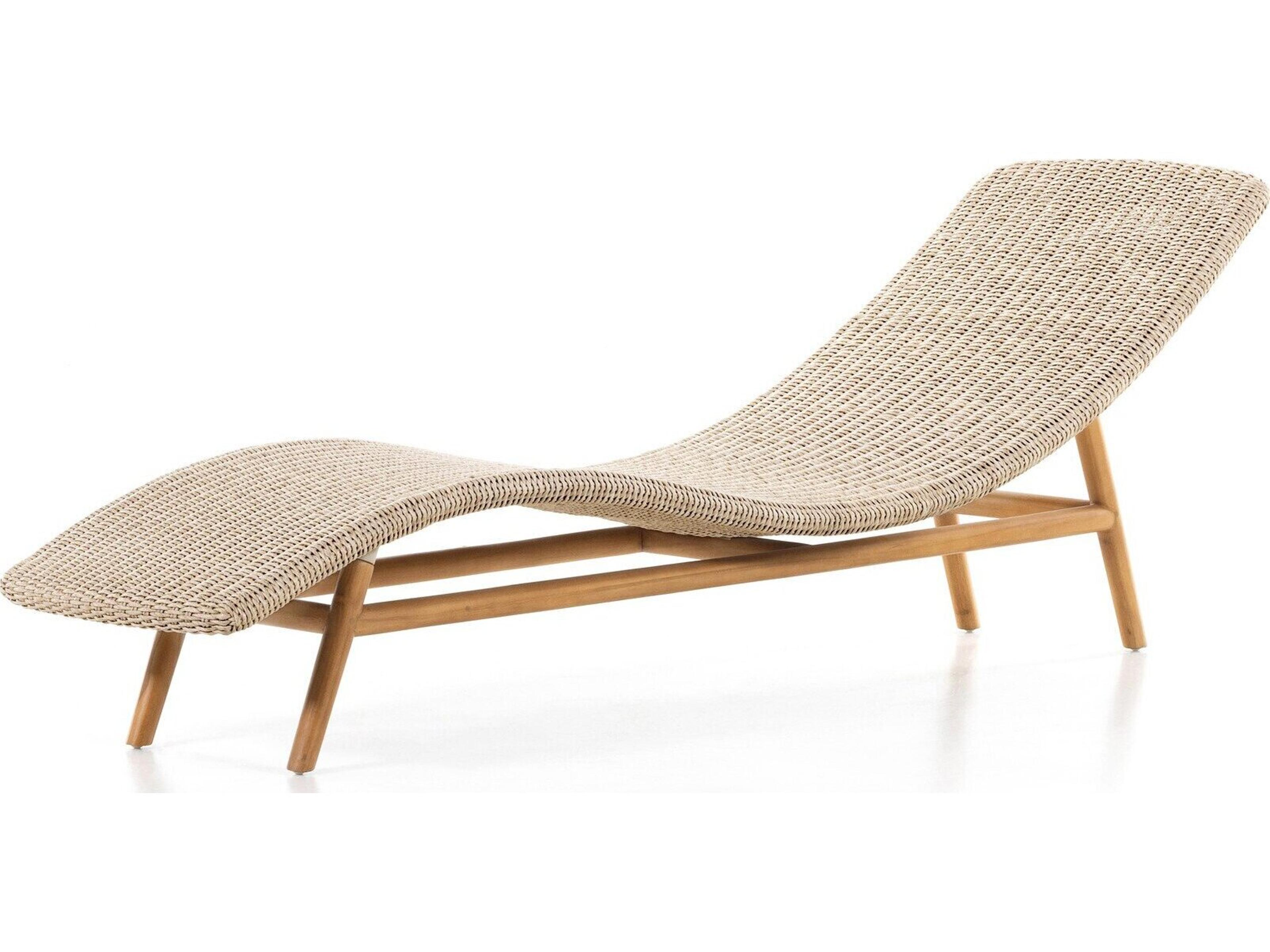 Grass Roots Vintage White Polypropylene / Natural Teak Chaise Lounge