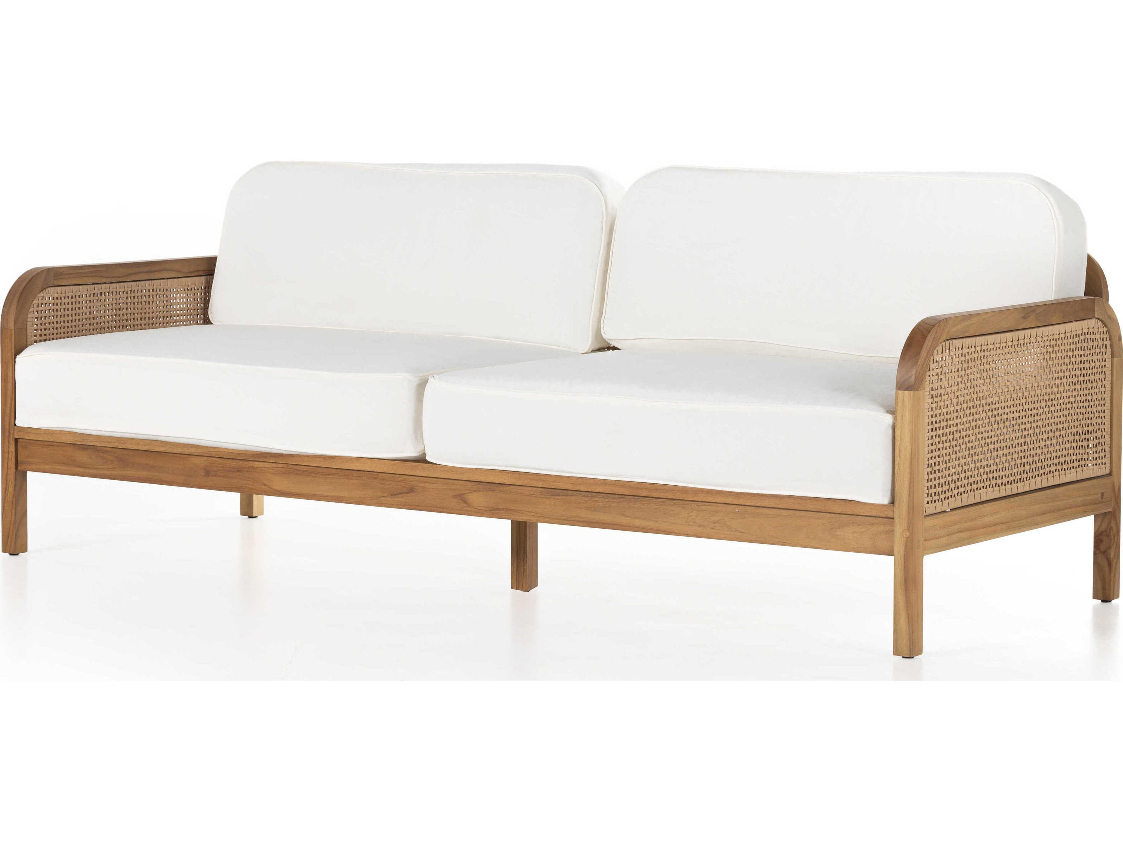 Globetrotter Outdoor Natural Teak / Faux Rattan Sofa with Ivory Cushion