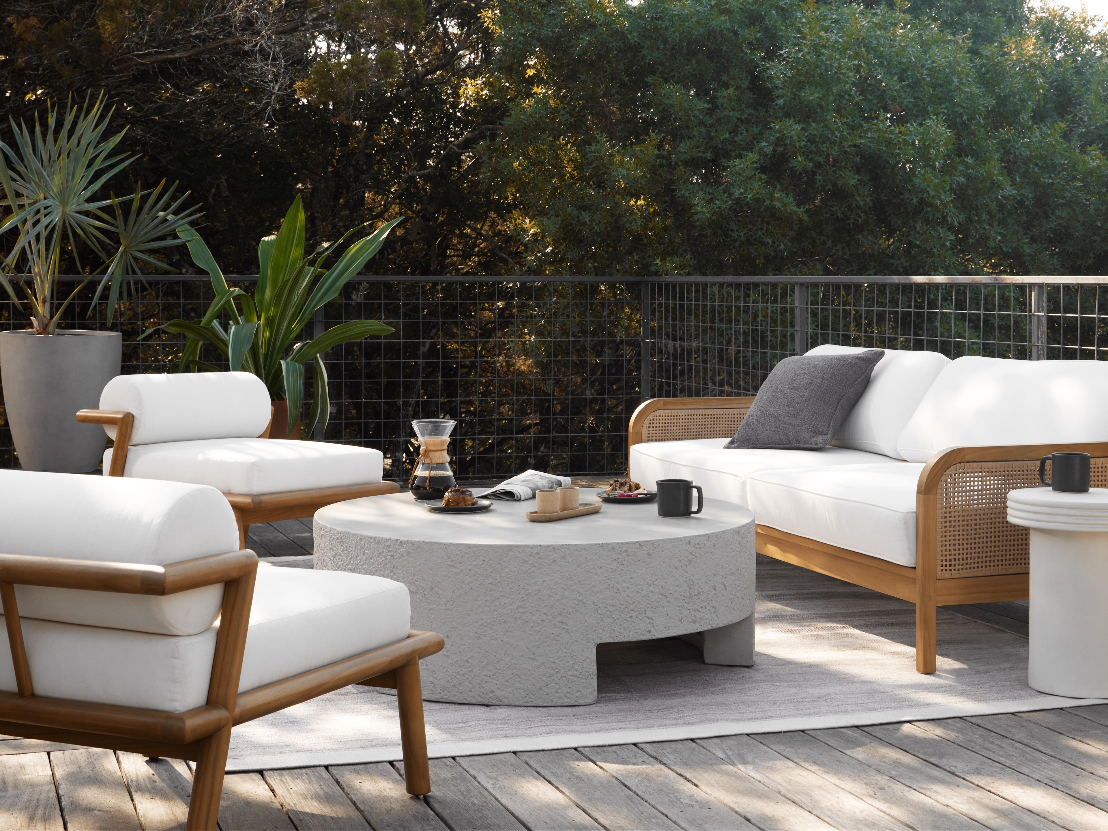 Luxecor Globetrotter Outdoor Natural Teak / Faux Rattan Sofa with Ivory Cushion