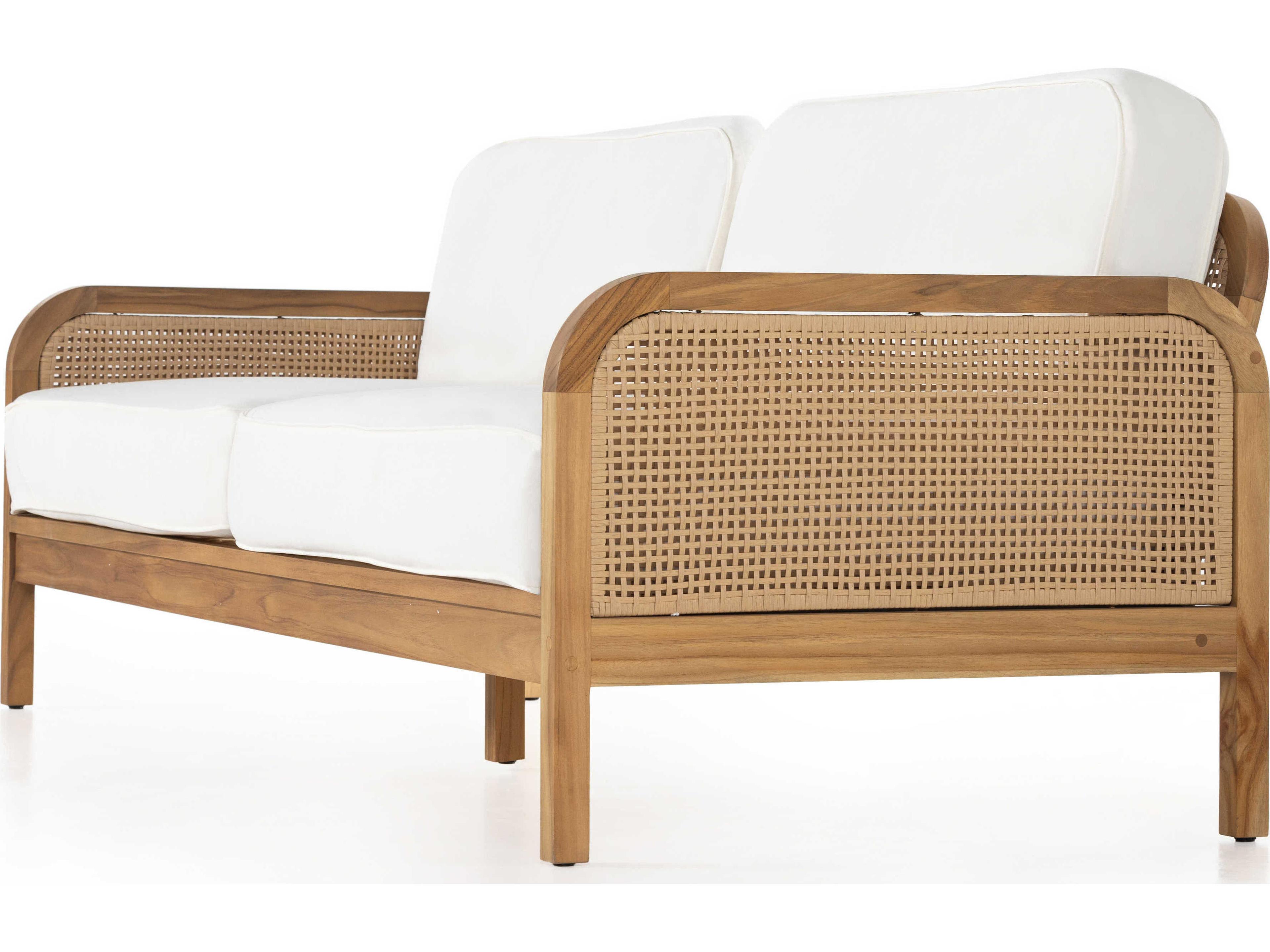 Luxecor Globetrotter Outdoor Natural Teak / Faux Rattan Sofa with Ivory Cushion