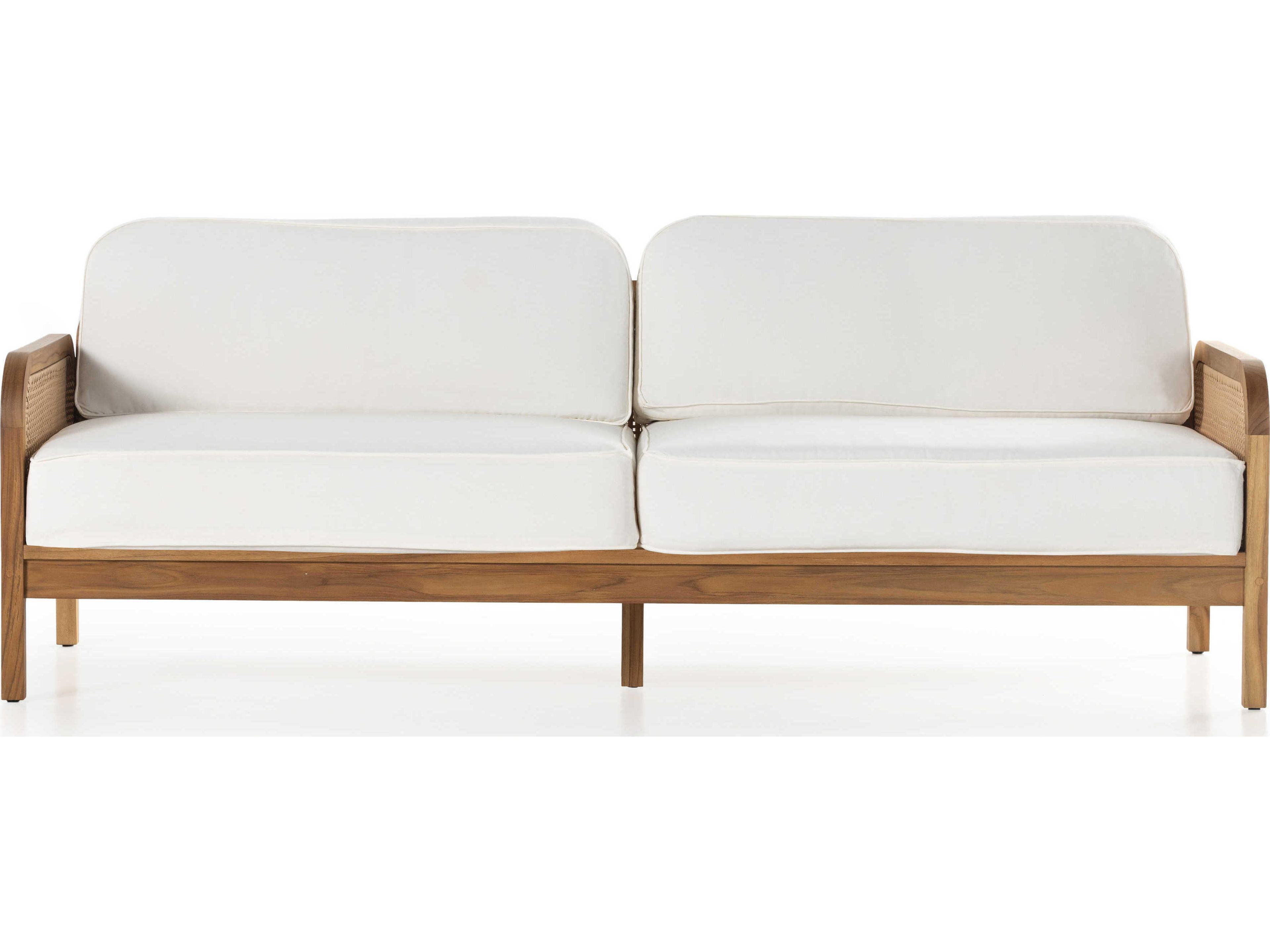 Luxecor Globetrotter Outdoor Natural Teak / Faux Rattan Sofa with Ivory Cushion