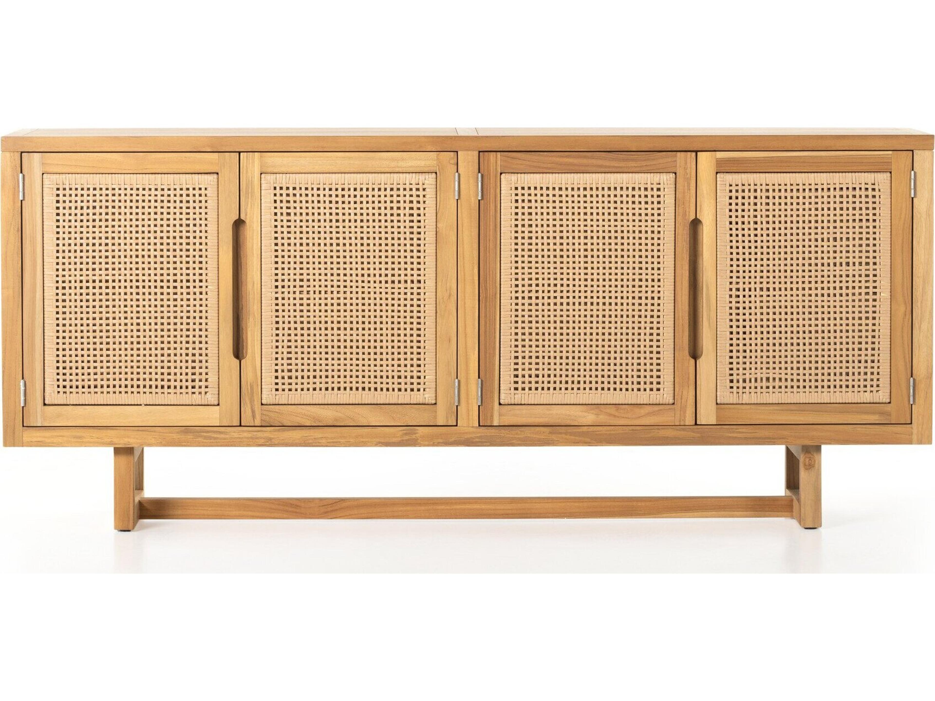 Four Hands Outdoor Duvall Natural Teak / Faux Rattan Rectangular Sideboard