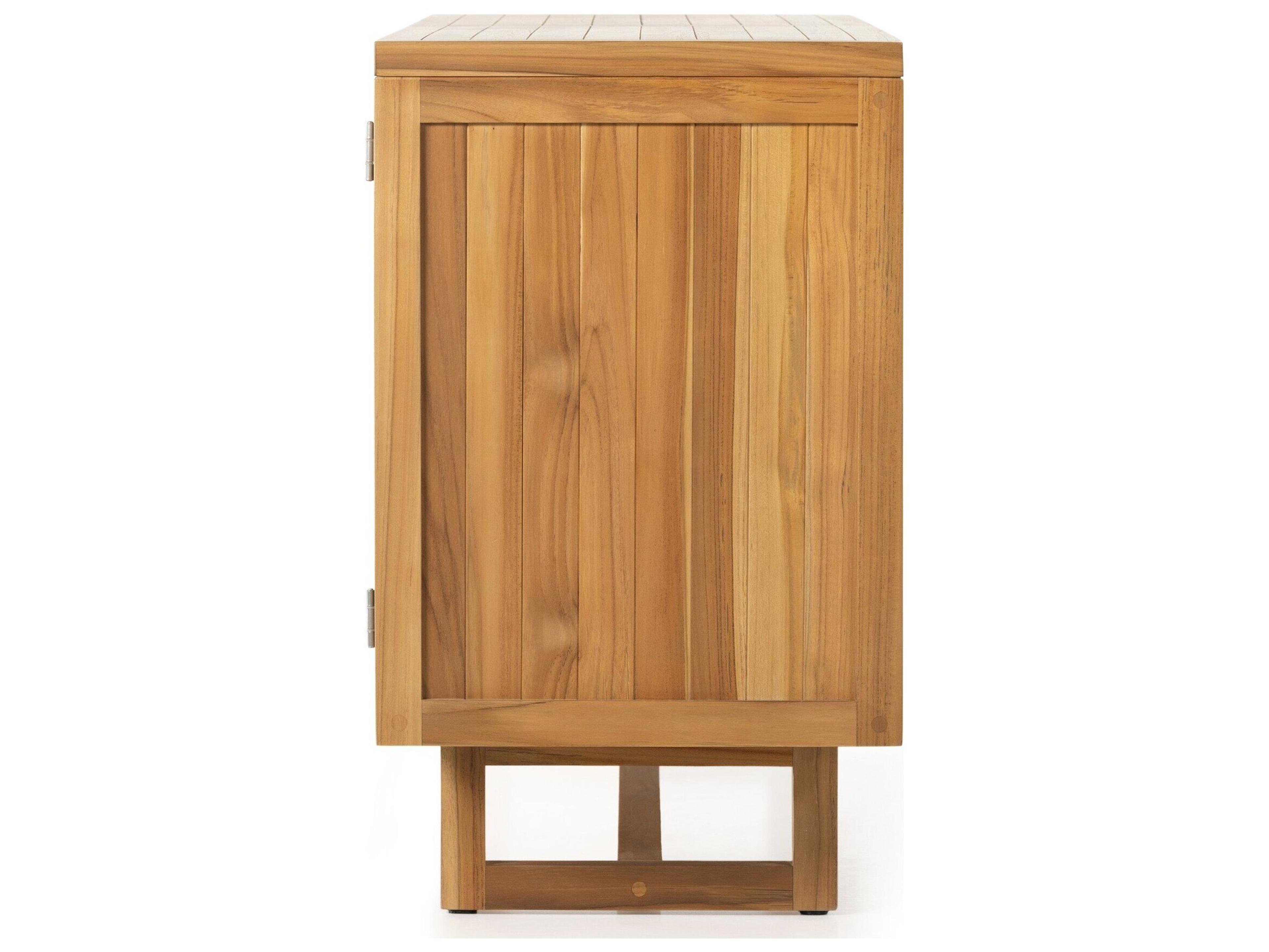 Four Hands Outdoor Duvall Natural Teak / Faux Rattan Rectangular Sideboard