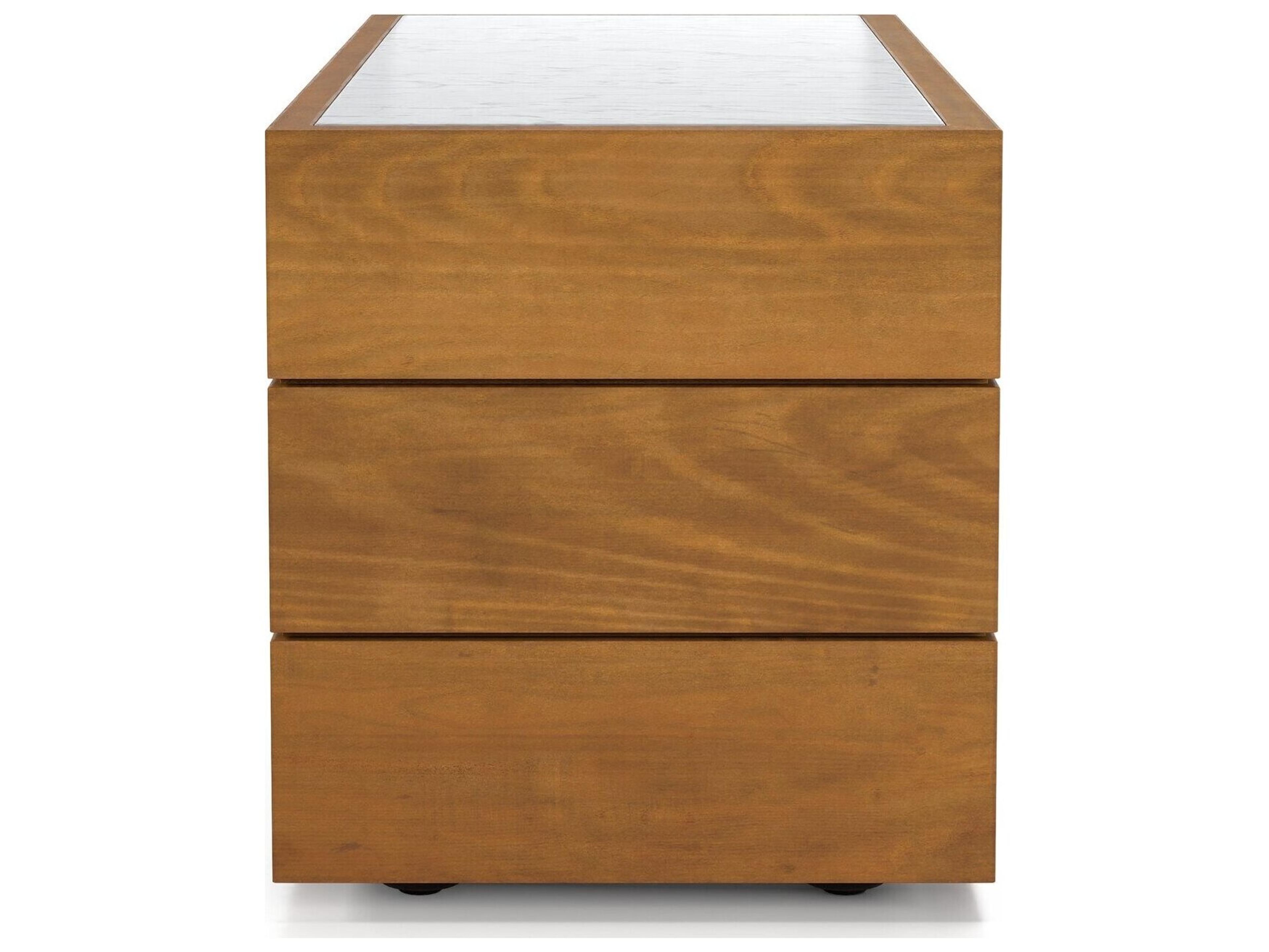 Four Hands Outdoor Solano Natural Teak / White Marble Rectangular End Table