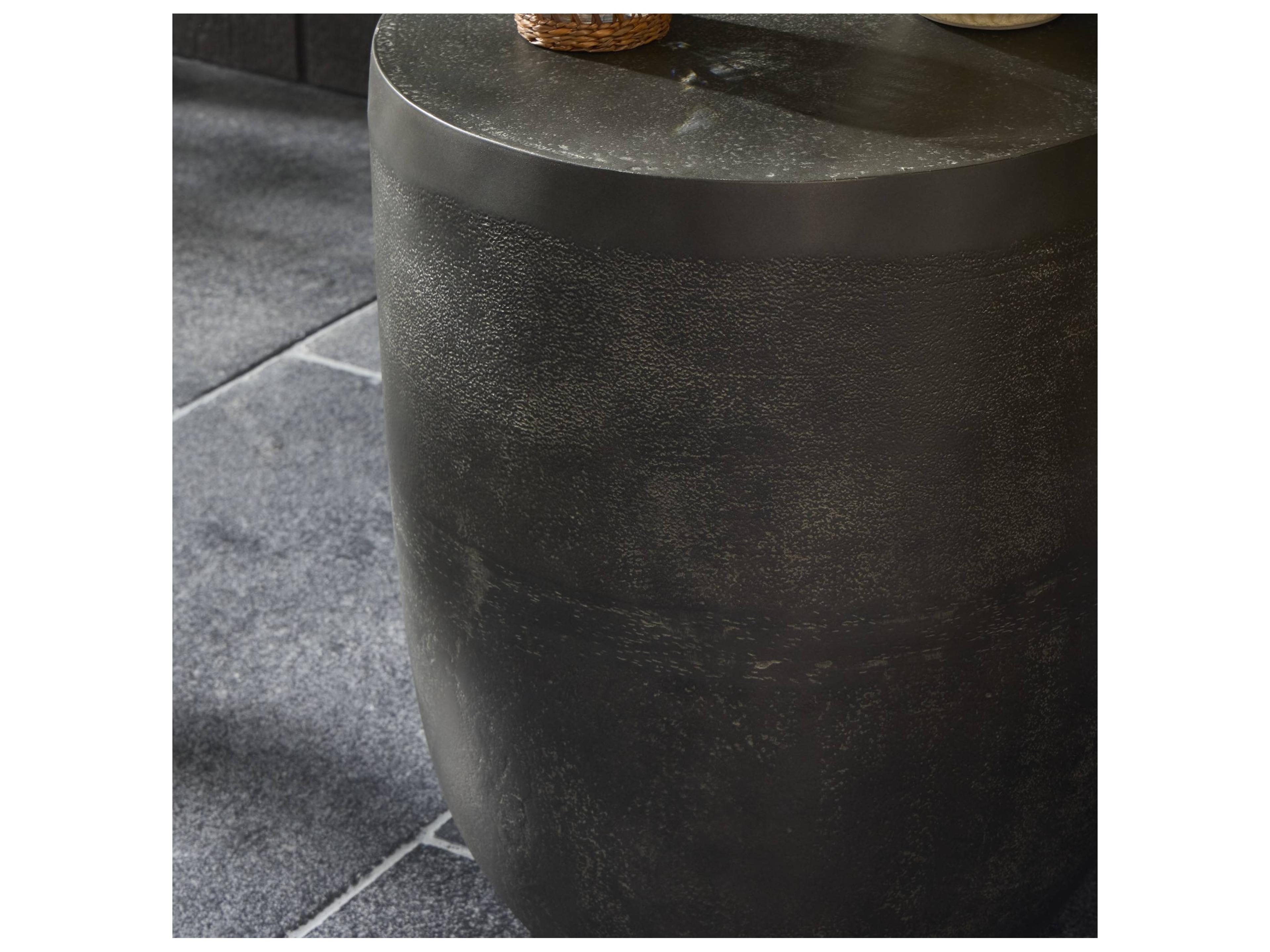 Luxecor Globetrotter Outdoor Aged Grey Aluminum Round End Table