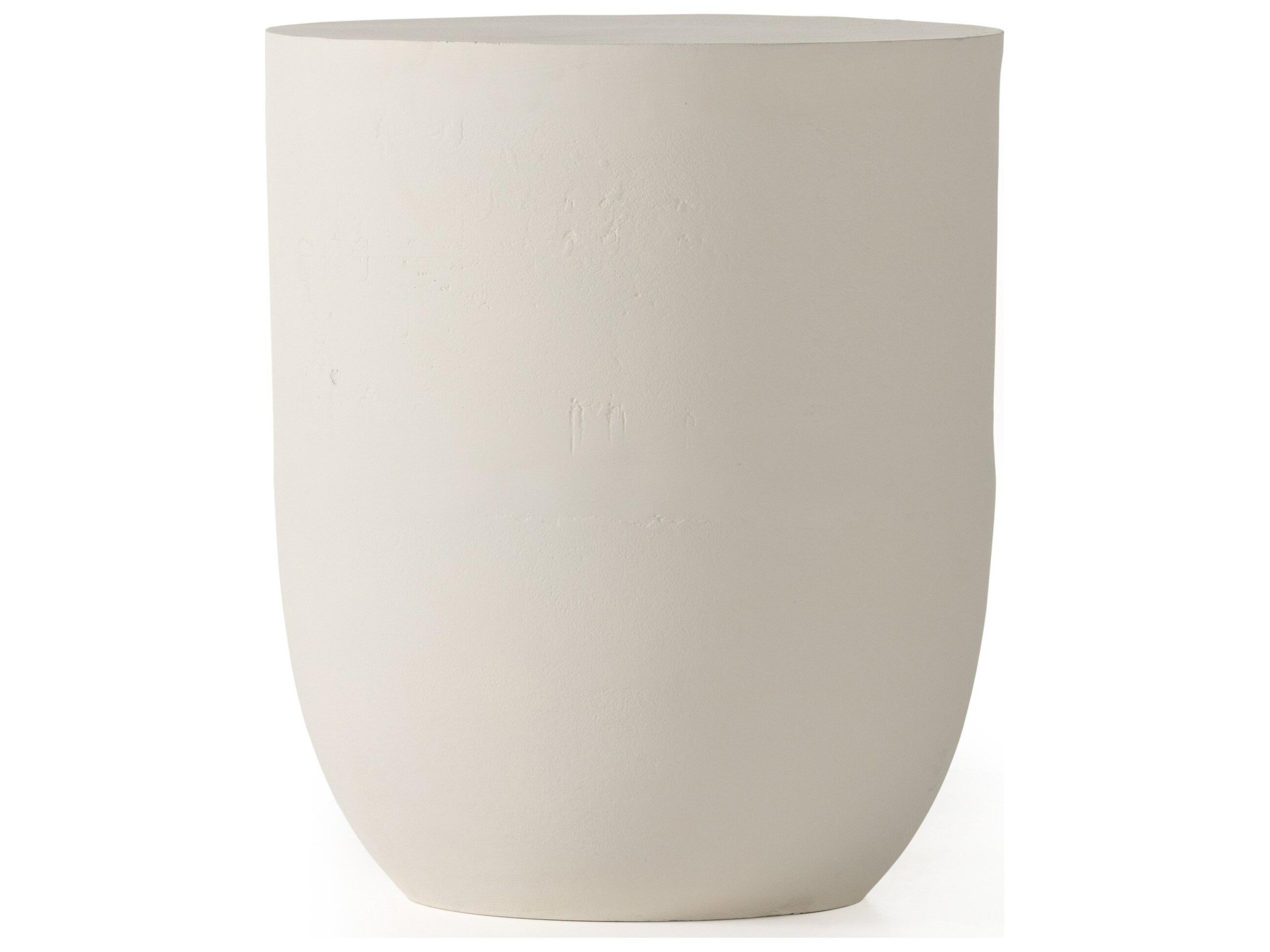 Luxecor Globetrotter Outdoor Matte White Cast Aluminum Round End Table