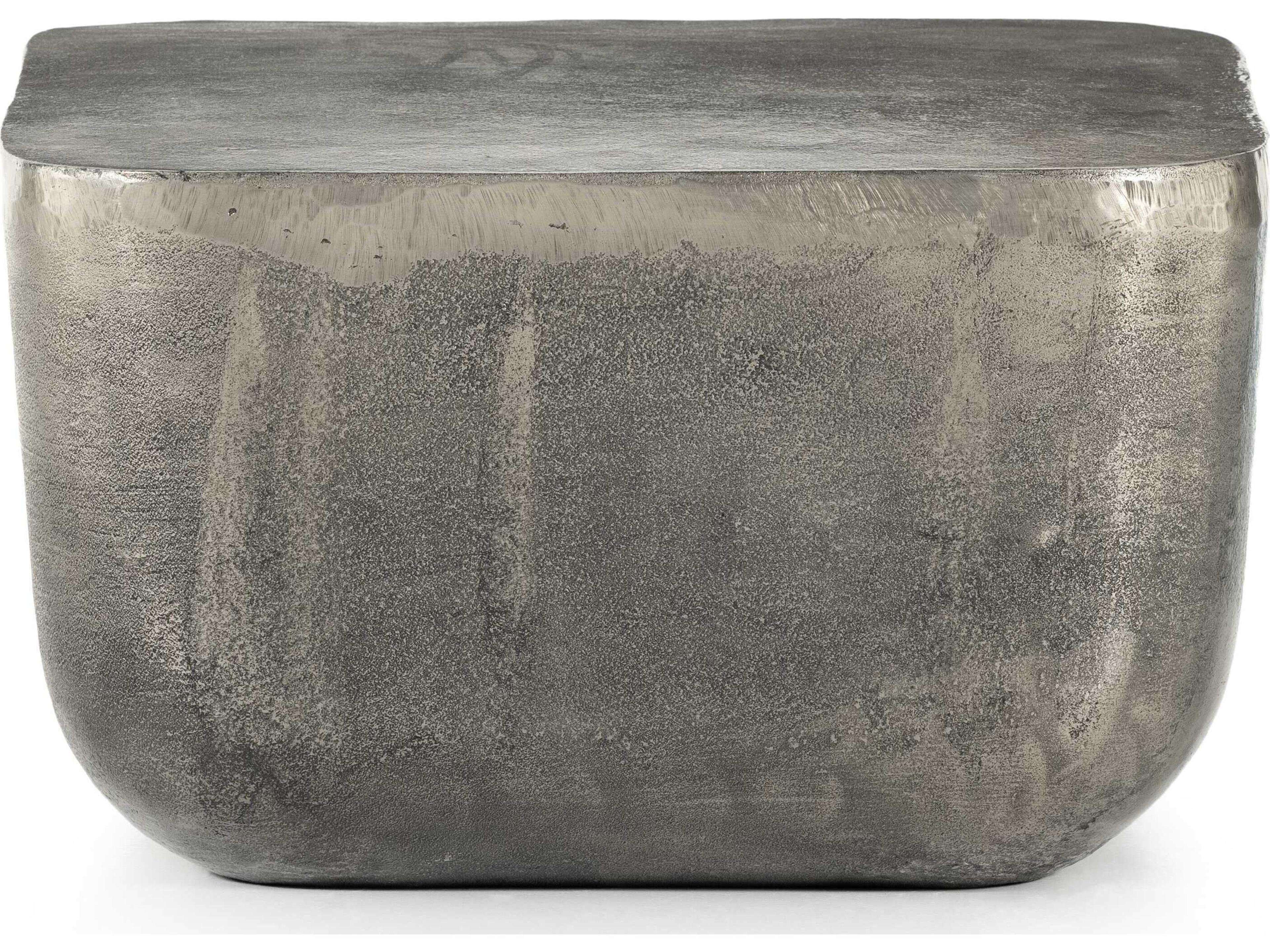 Luxecor Globetrotter Outdoor Raw Antique Nickel Aluminum Square End Table