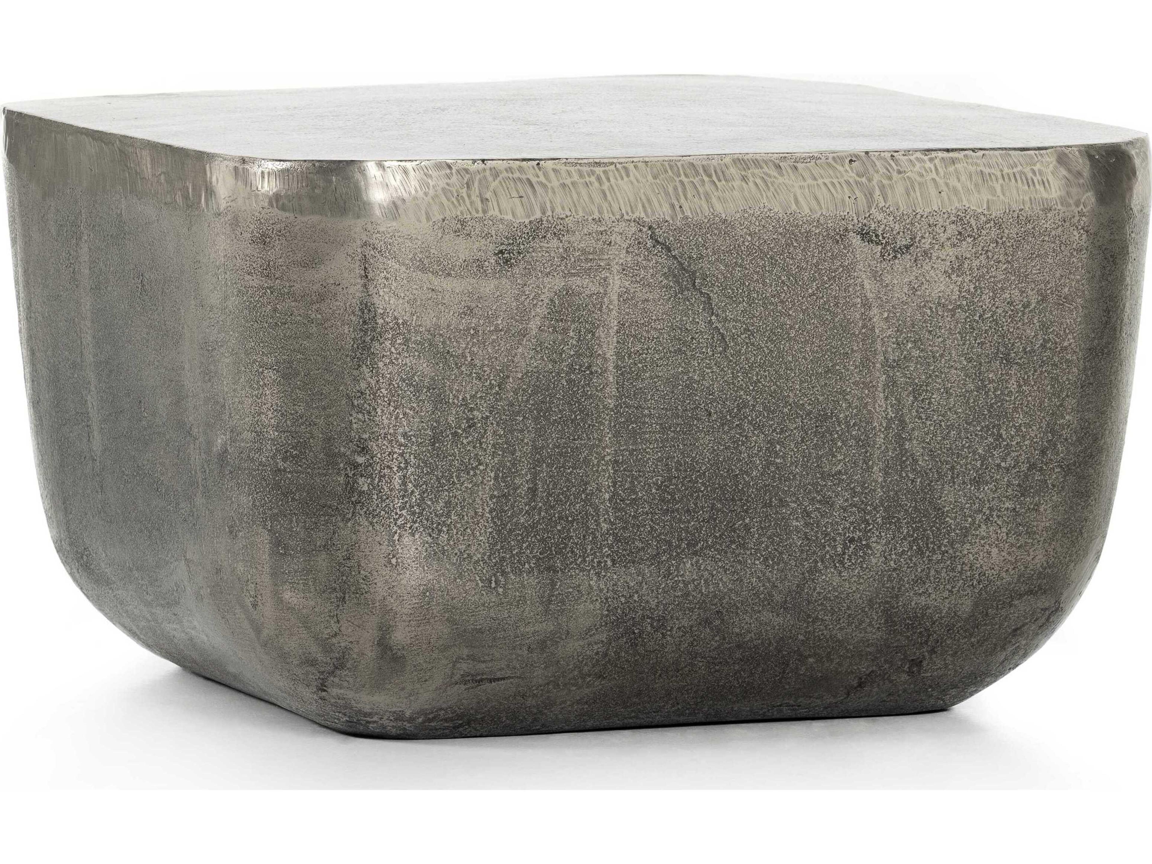 Luxecor Globetrotter Outdoor Raw Antique Nickel Aluminum Square End Table