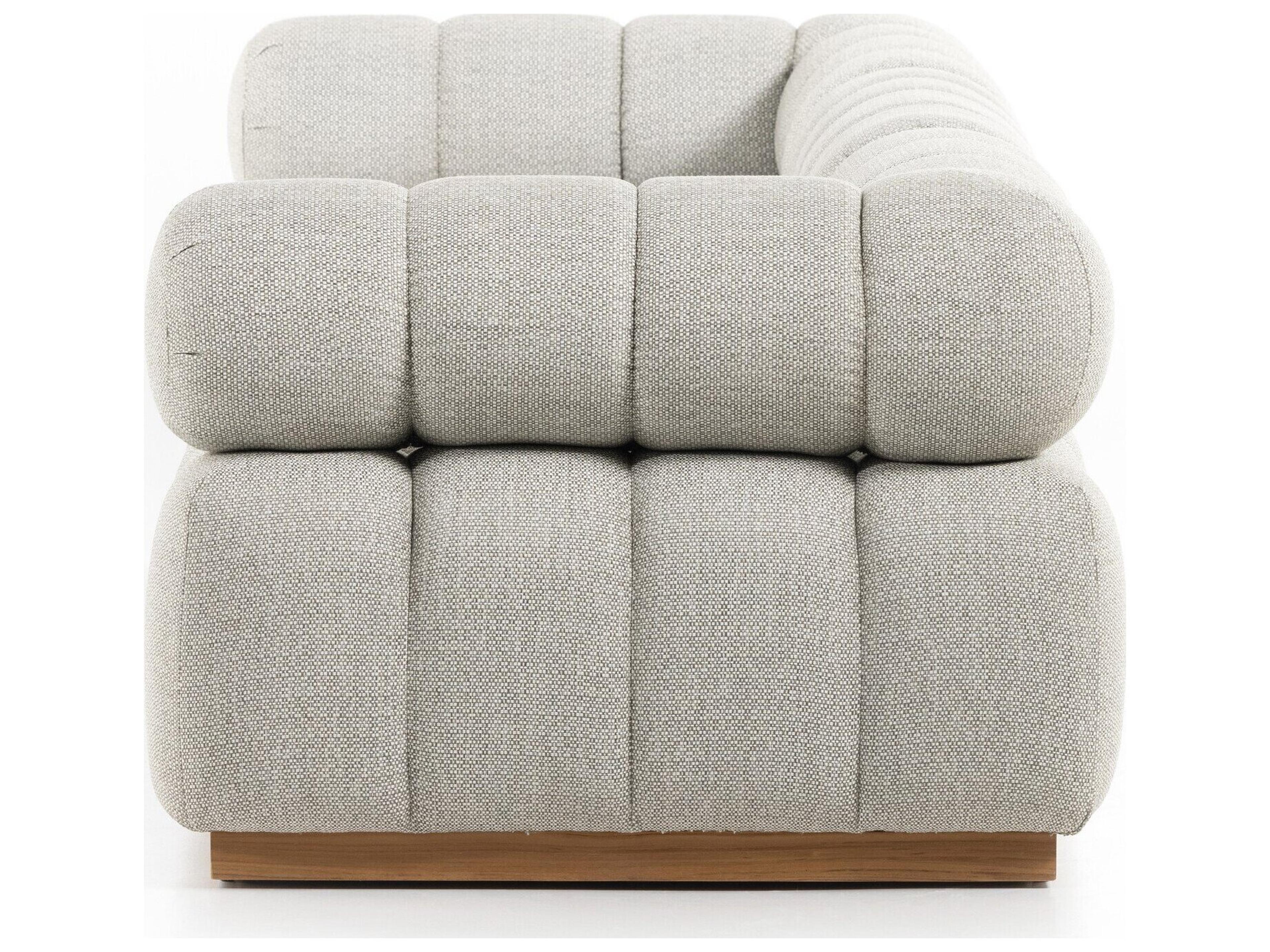 Luxecor Globetrotter Outdoor Natural Teak Sectional Sofa with Faye Ash Cushion