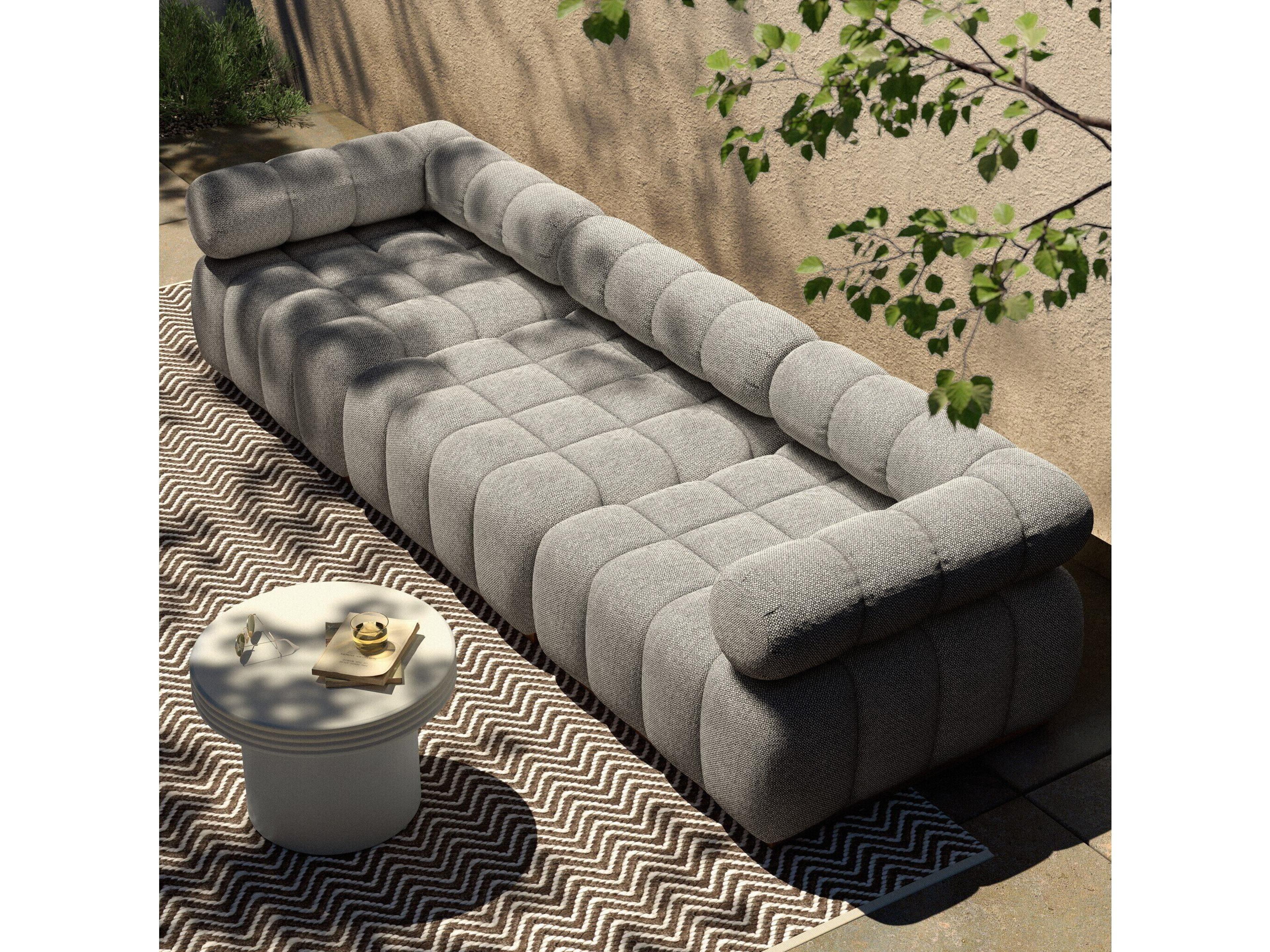 Luxecor Globetrotter Outdoor Natural Teak Sectional Sofa with Faye Ash Cushion