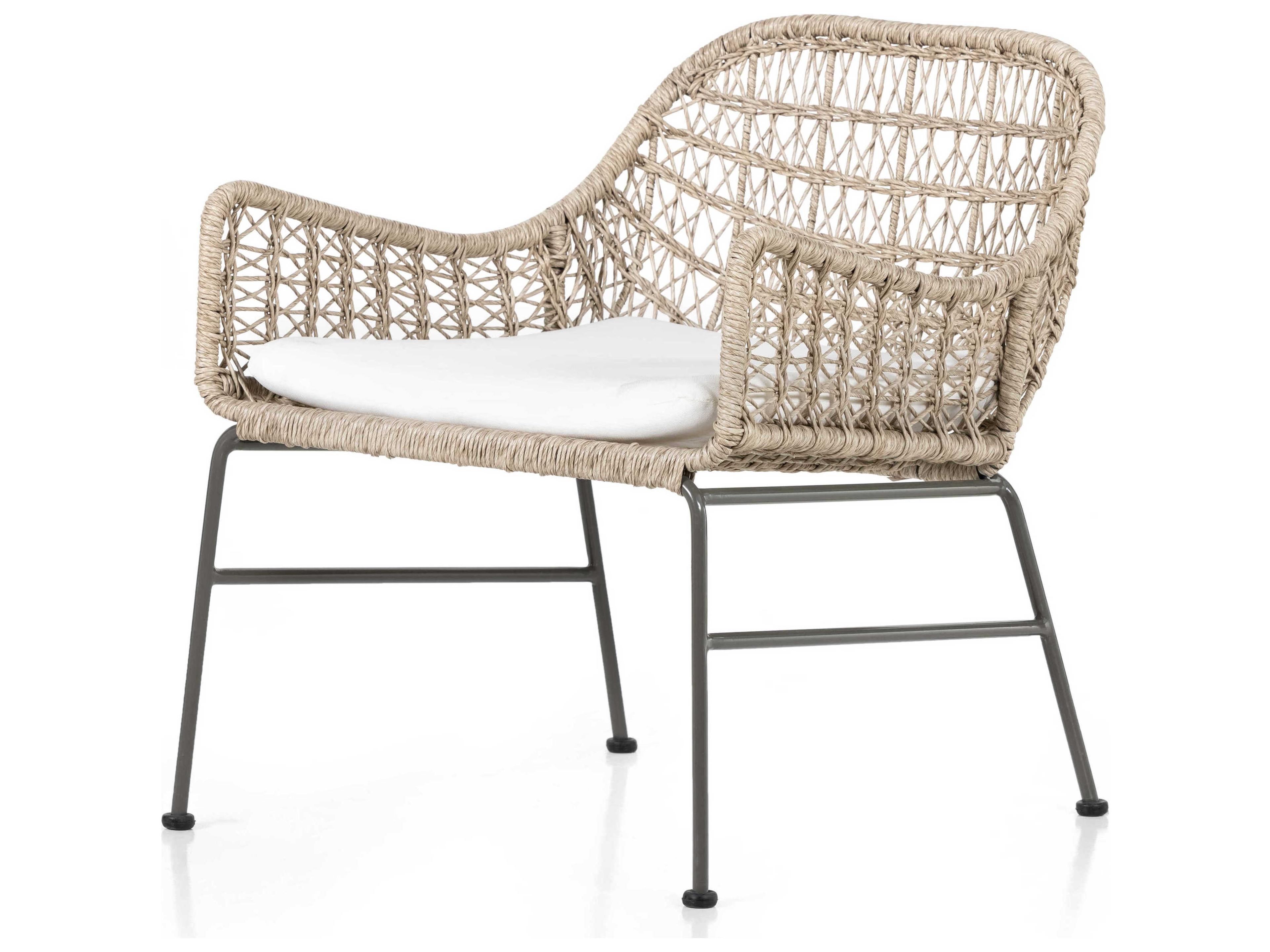 Globetrotter Outdoor Bronze / Vintage White Wrought Iron Lounge Chair with Stinson Cushion