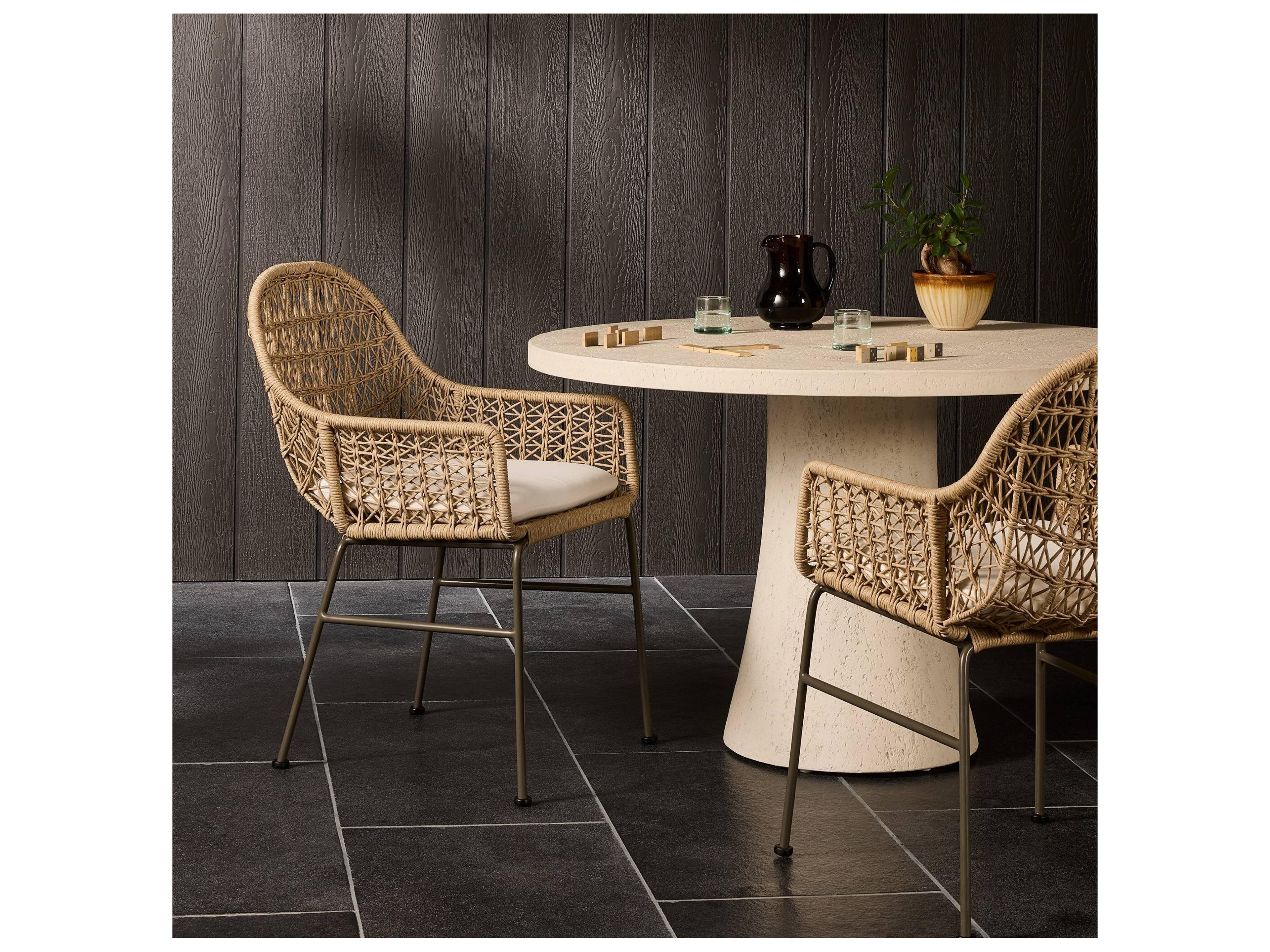 Four Hands Grass Roots Bandera Dining Chair W/ Cushion-White