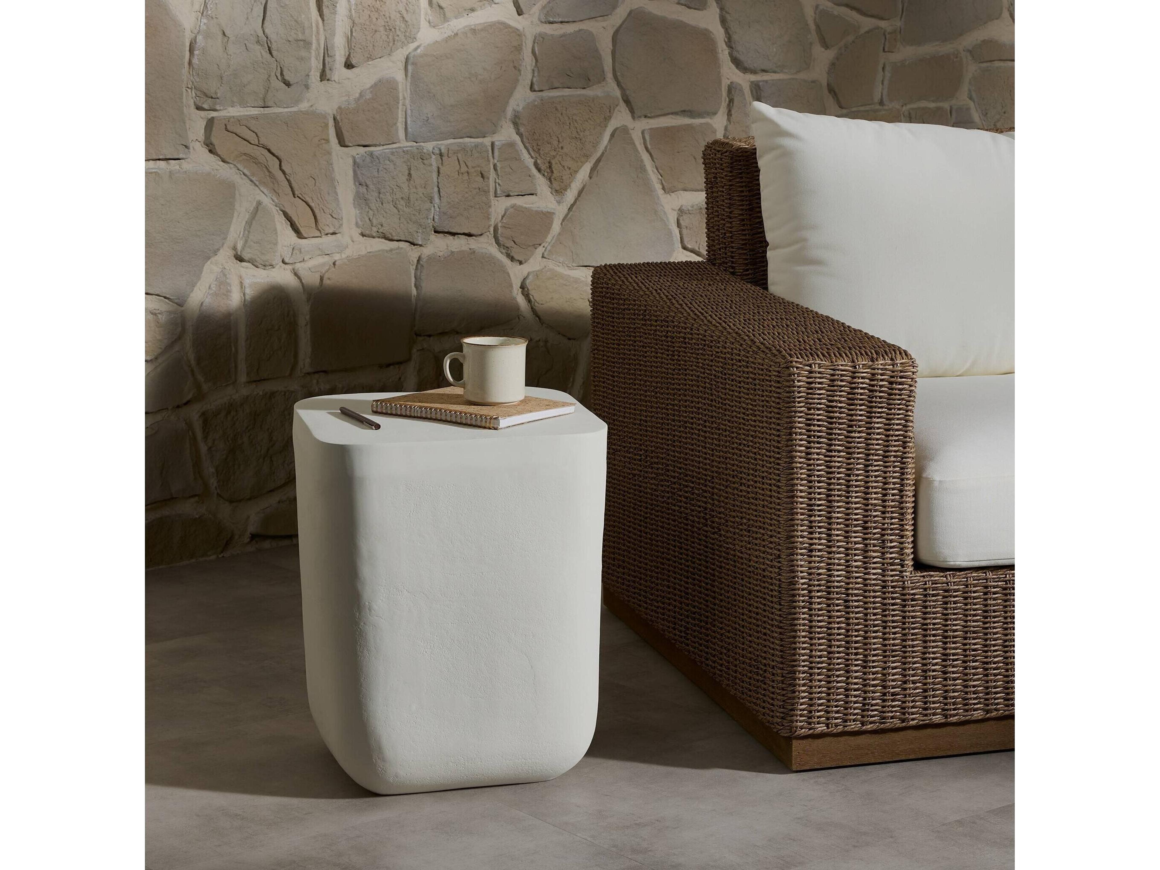 Luxecor Globetrotter Outdoor Matte White Cast Aluminum Square End Table