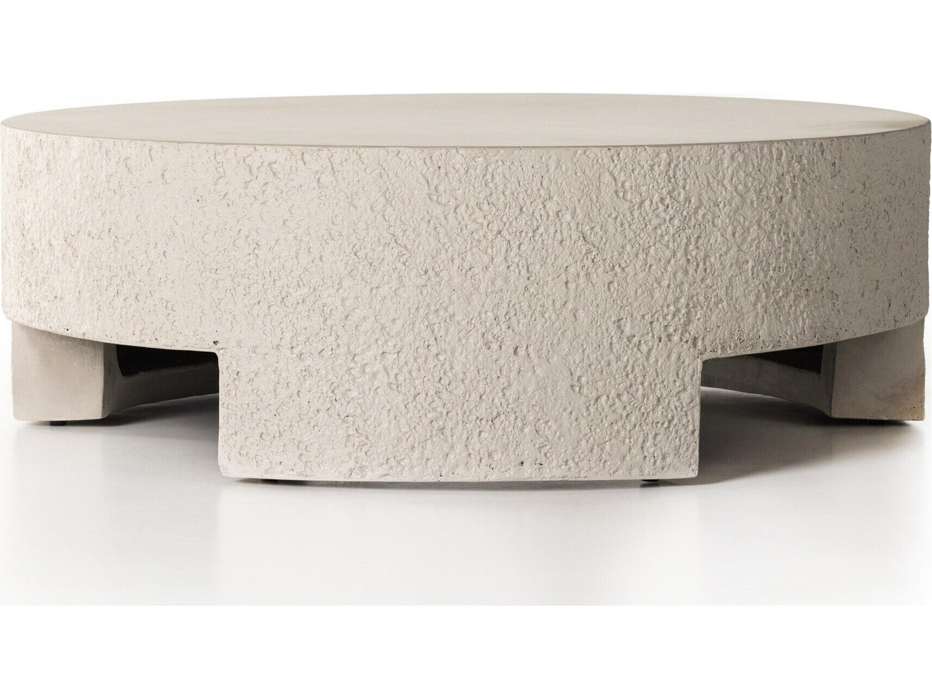 Four Hands Outdoor Constantine Blanc White / Matte Concrete Round Coffee Table