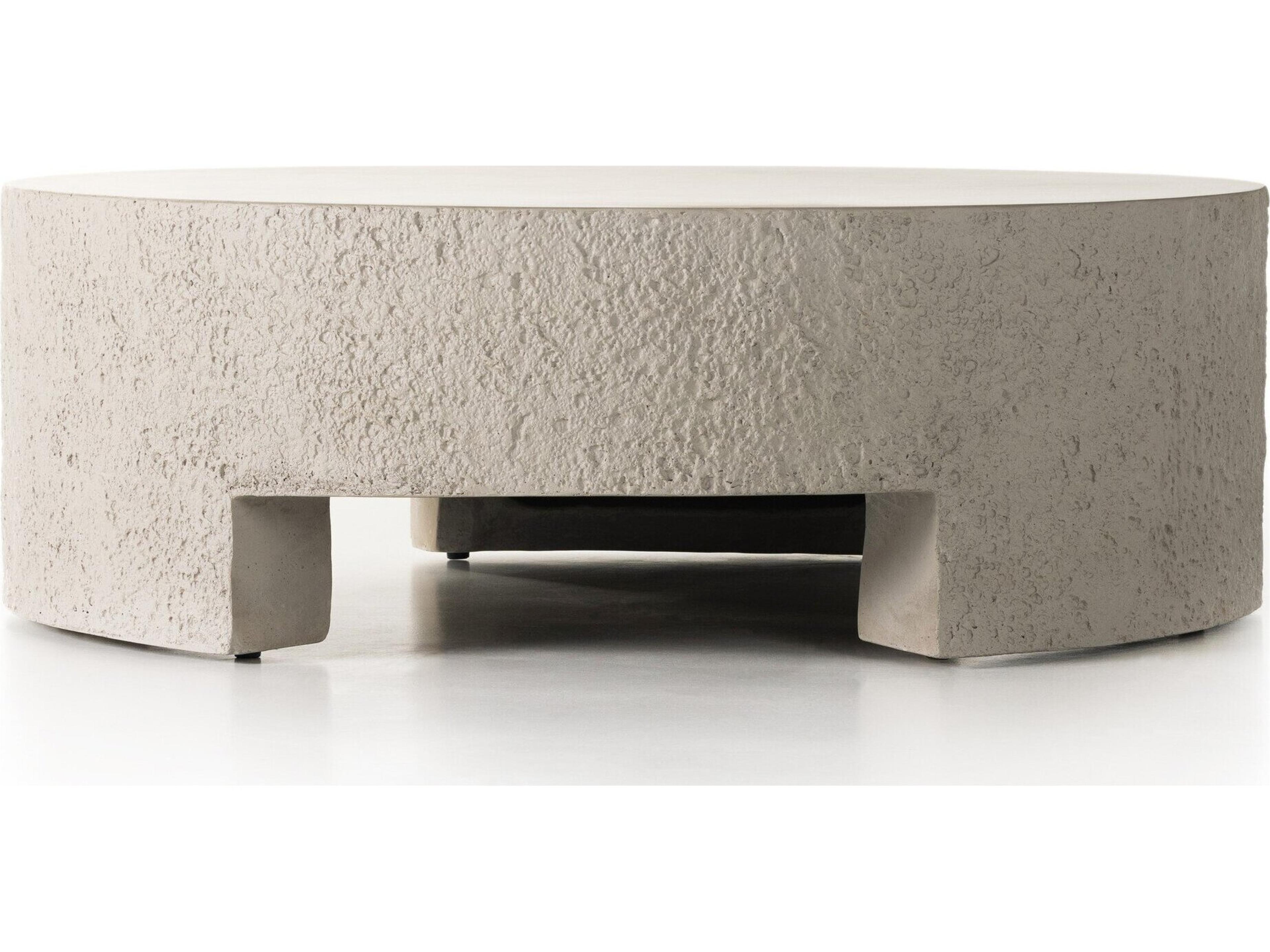 Four Hands Outdoor Constantine Blanc White / Matte Concrete Round Coffee Table