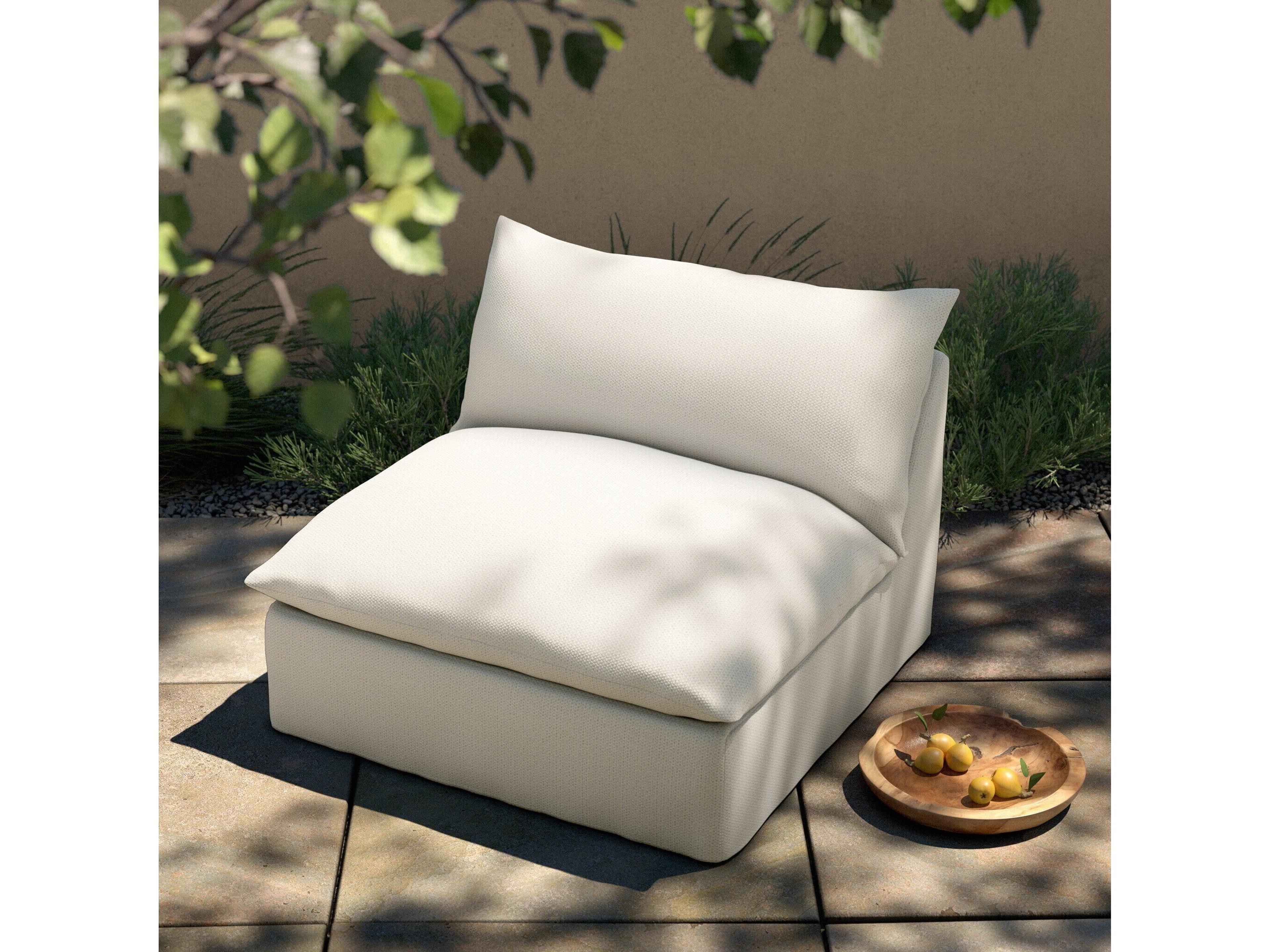Four Hands Outdoor Solano Grant Fabric Cushion Swivel Lounge Chair in Faye Cream