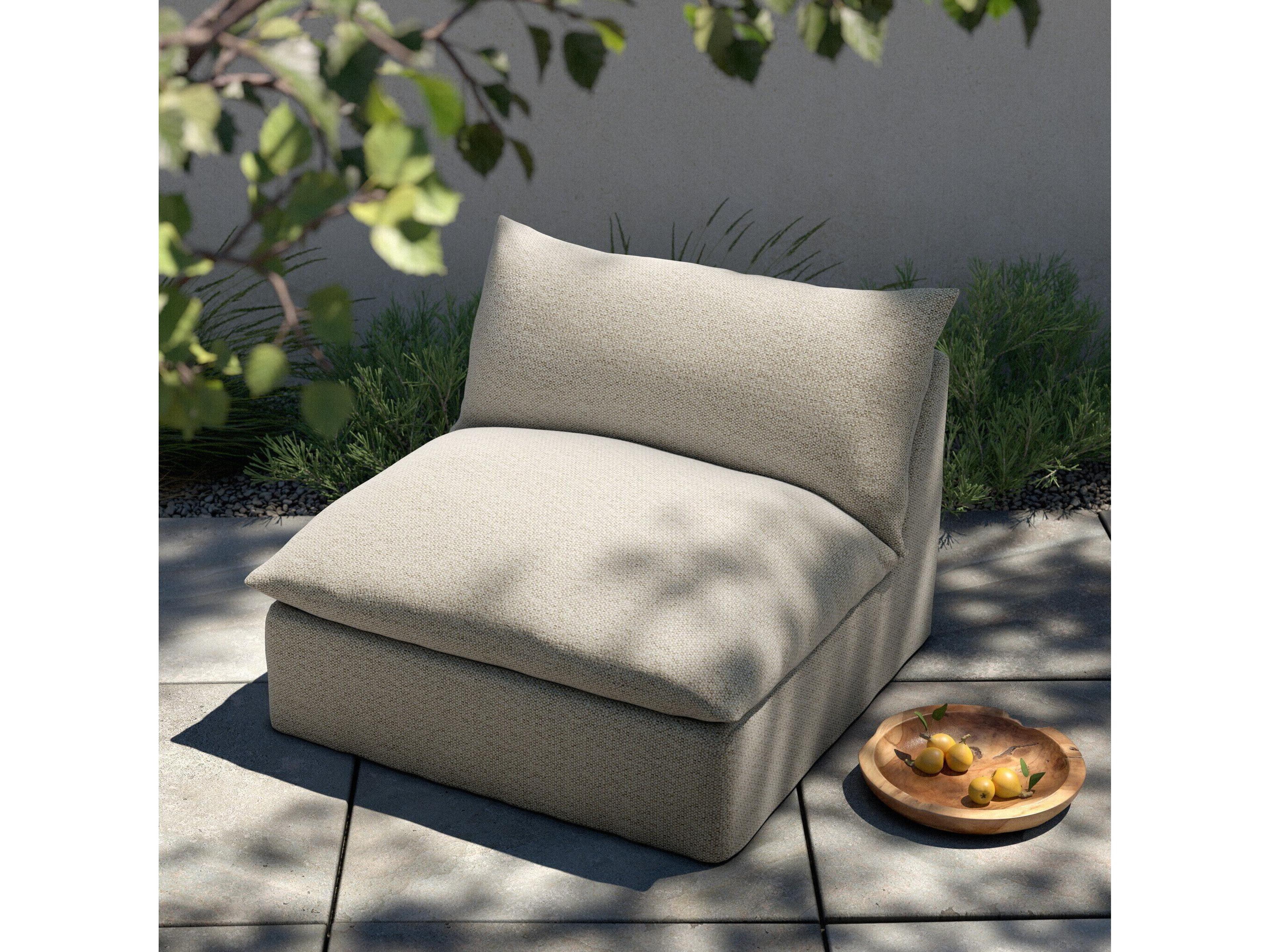 Four Hands Outdoor Solano Grant Fabric Cushion Swivel Lounge Chair in Faye Sand
