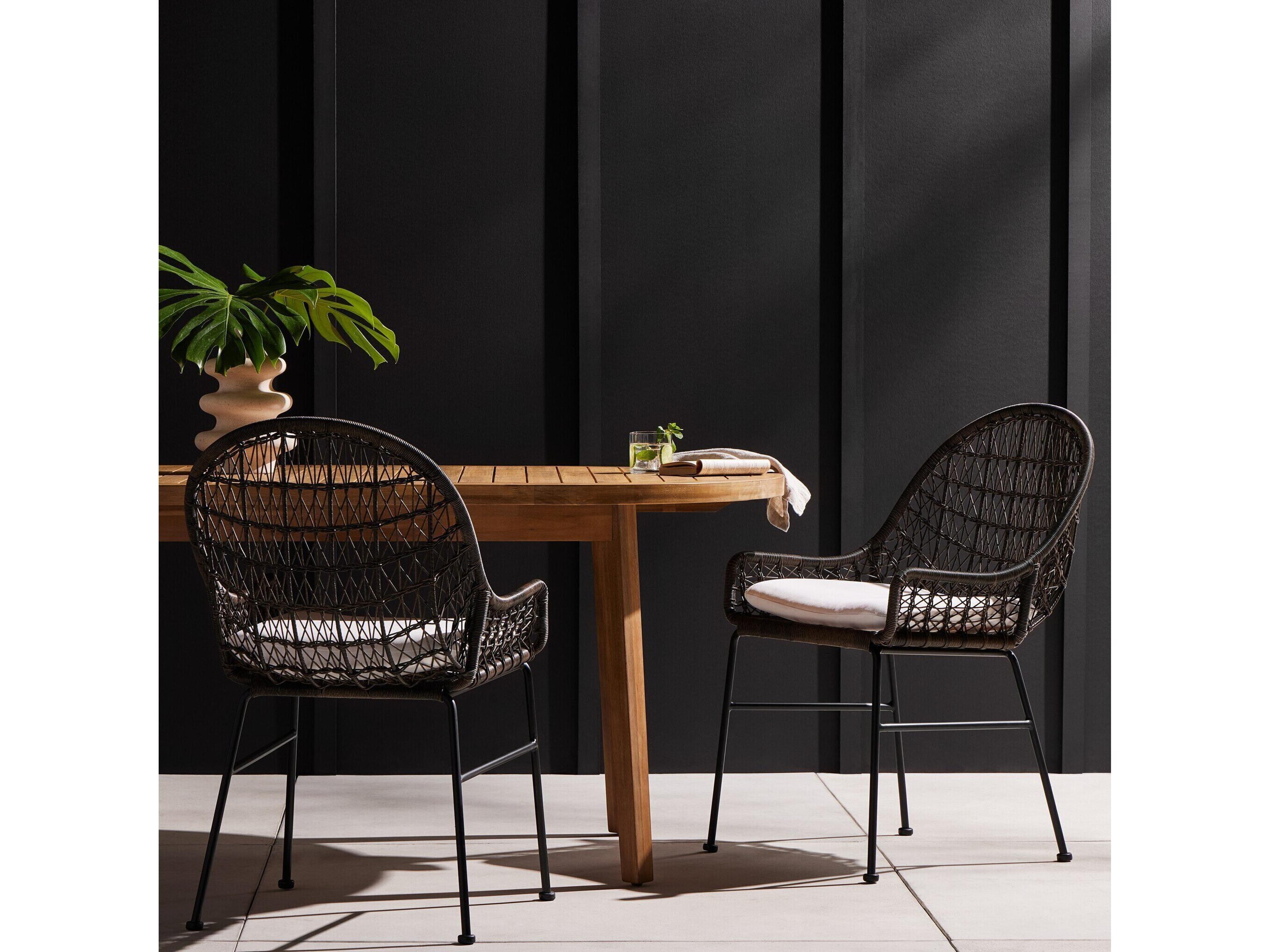 Four Hands Outdoor Grass Stinson White Roots Wicker Cushion Dining Chair