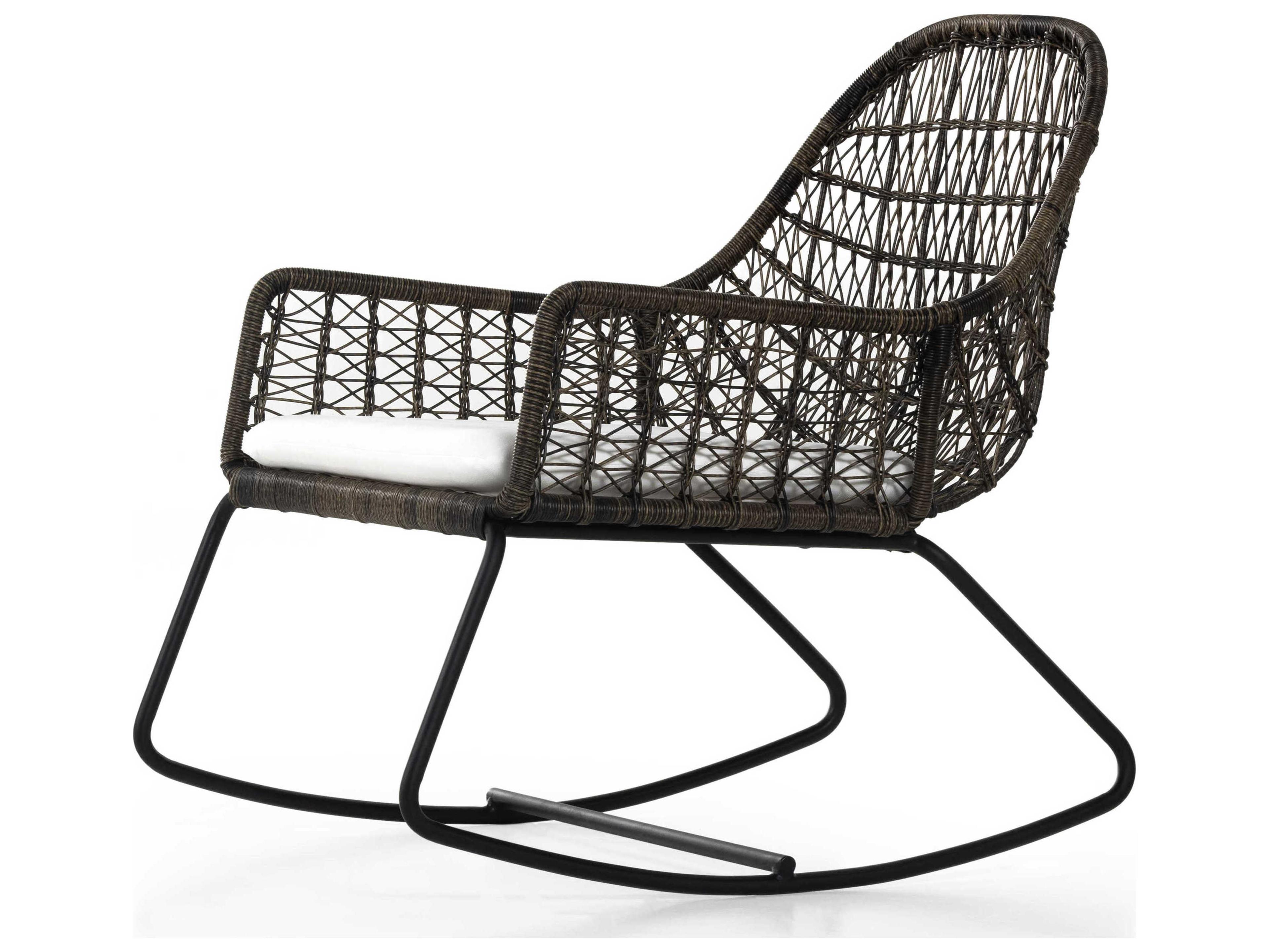 Luxecor Globetrotter Outdoor Natural Black / Distressed Grey Wrought Iron Lounge Chair with Stinson White Cushion