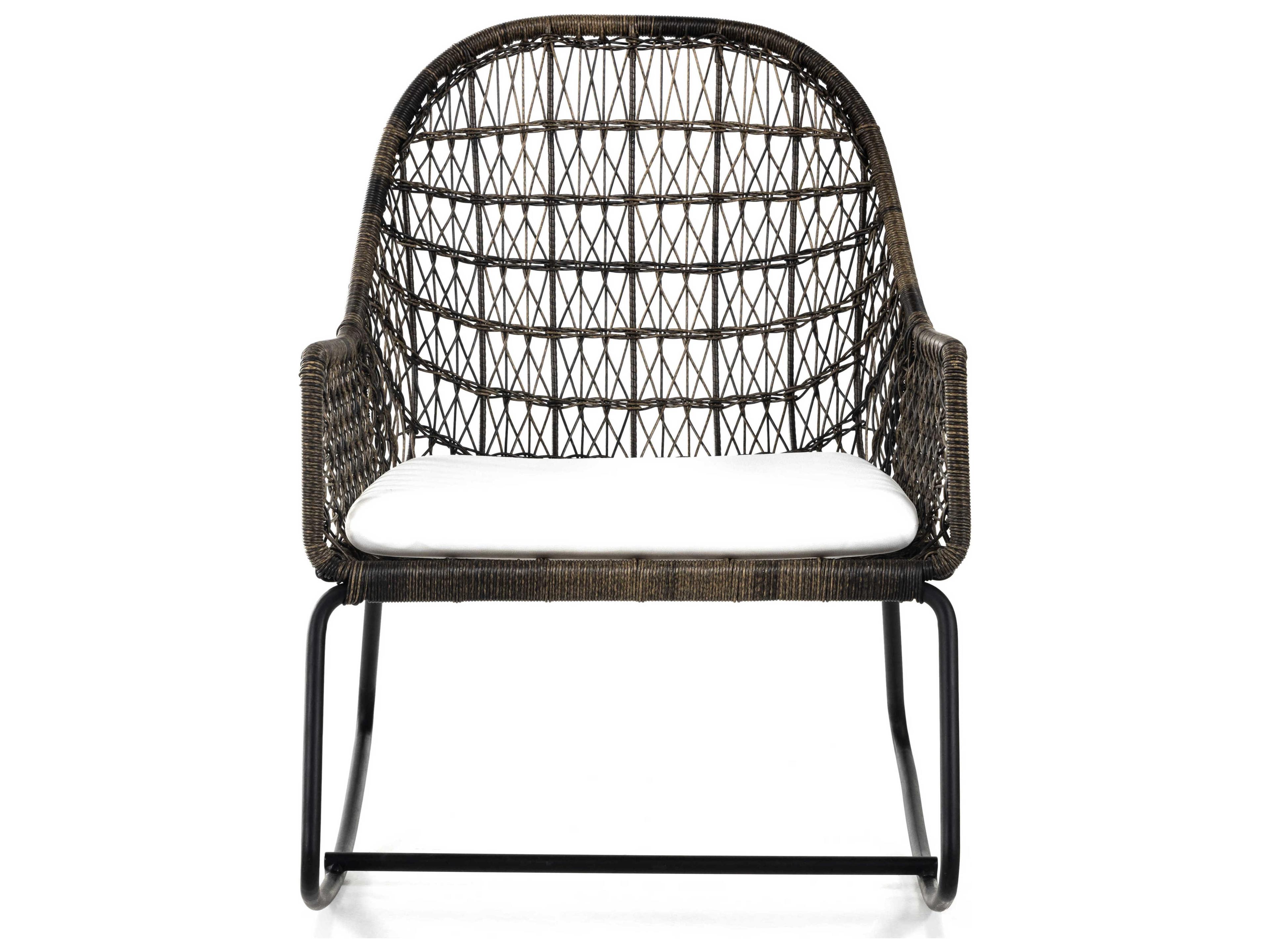 Luxecor Globetrotter Outdoor Natural Black / Distressed Grey Wrought Iron Lounge Chair with Stinson White Cushion