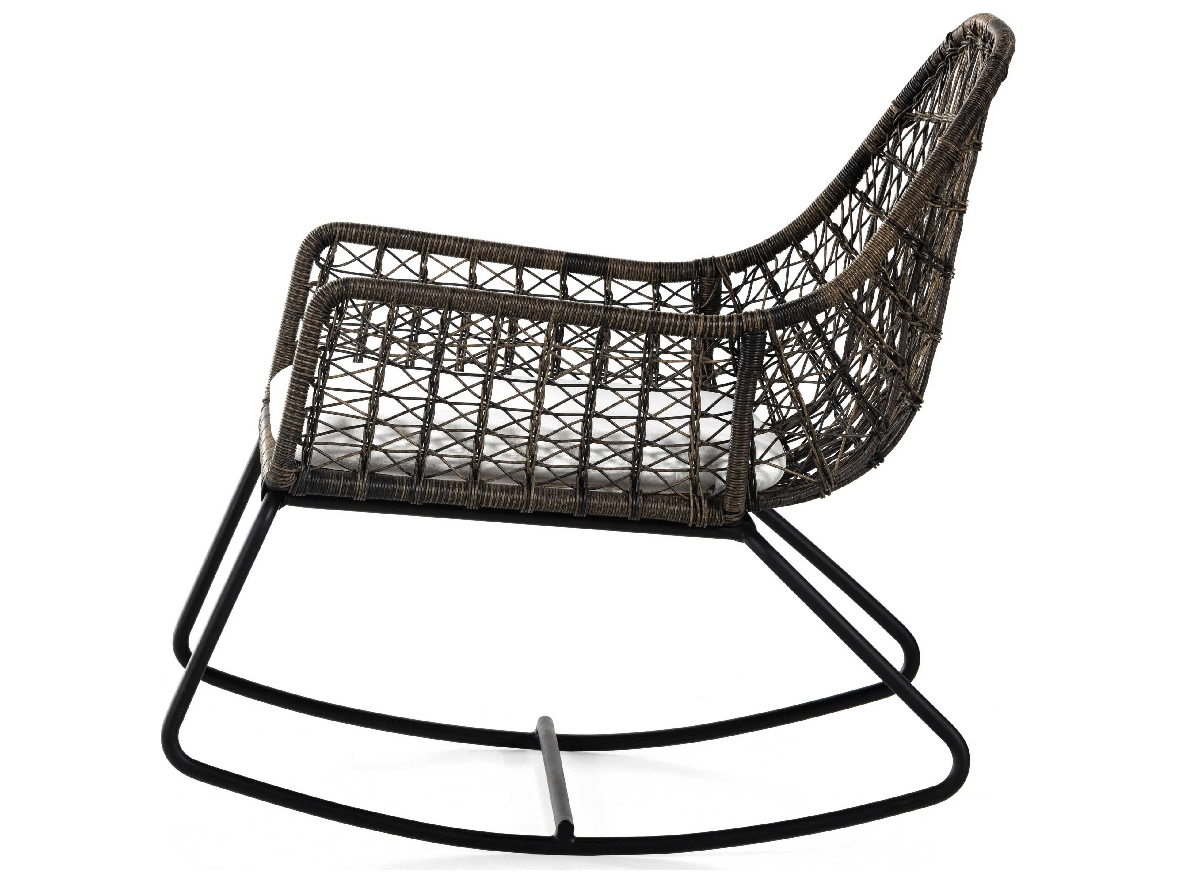 Luxecor Globetrotter Outdoor Natural Black / Distressed Grey Wrought Iron Lounge Chair with Stinson White Cushion