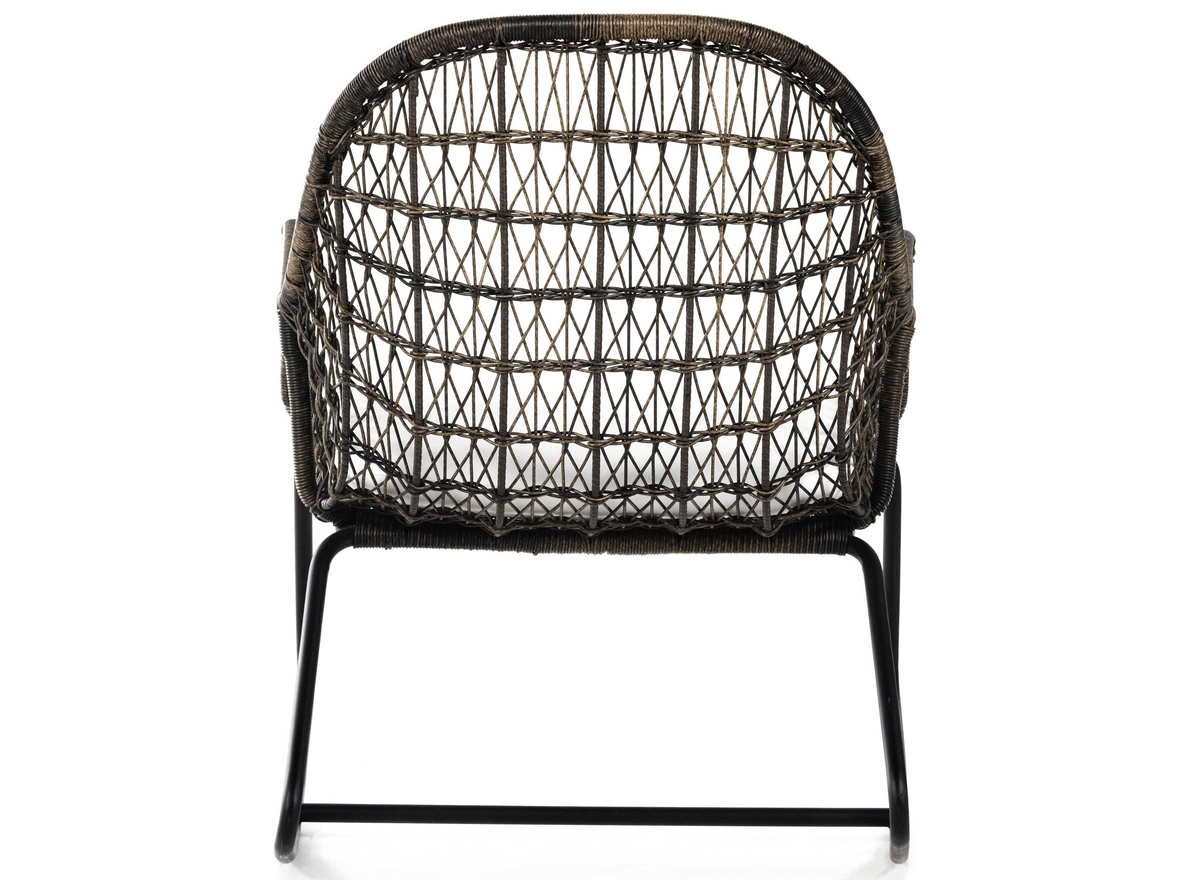 Luxecor Globetrotter Outdoor Natural Black / Distressed Grey Wrought Iron Lounge Chair with Stinson White Cushion