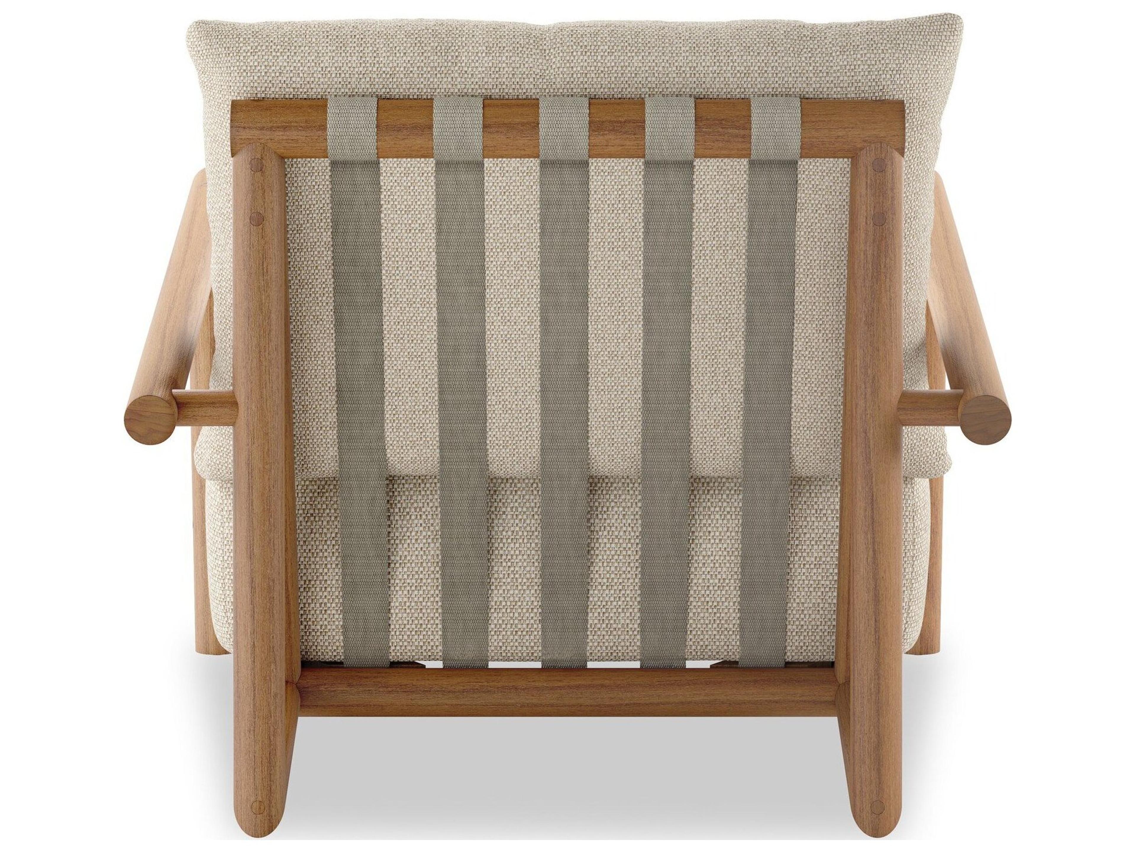 Luxecor Globetrotter Outdoor Natural Teak Lounge Chair with Faye Sand Cushion