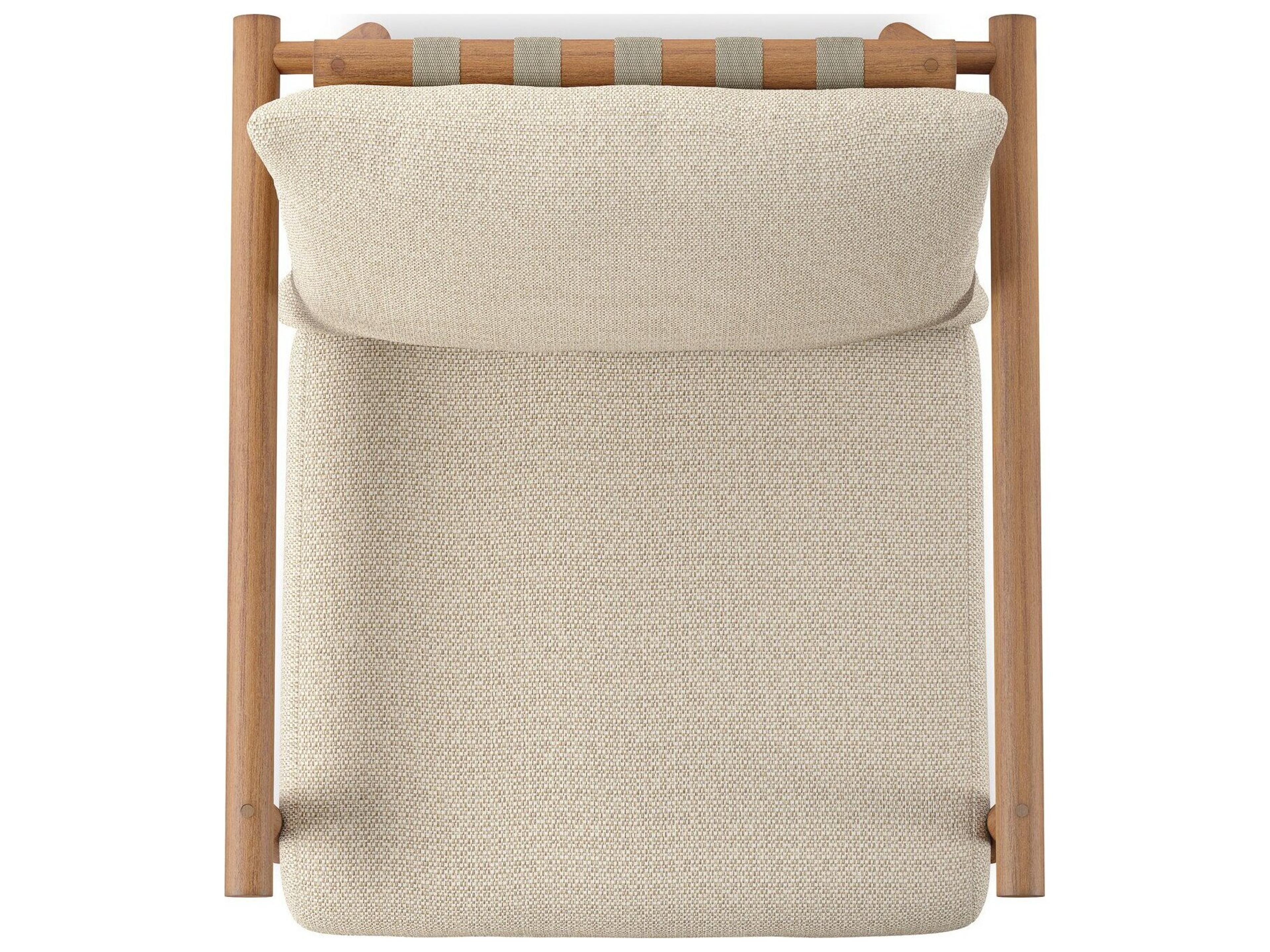 Luxecor Globetrotter Outdoor Natural Teak Lounge Chair with Faye Sand Cushion