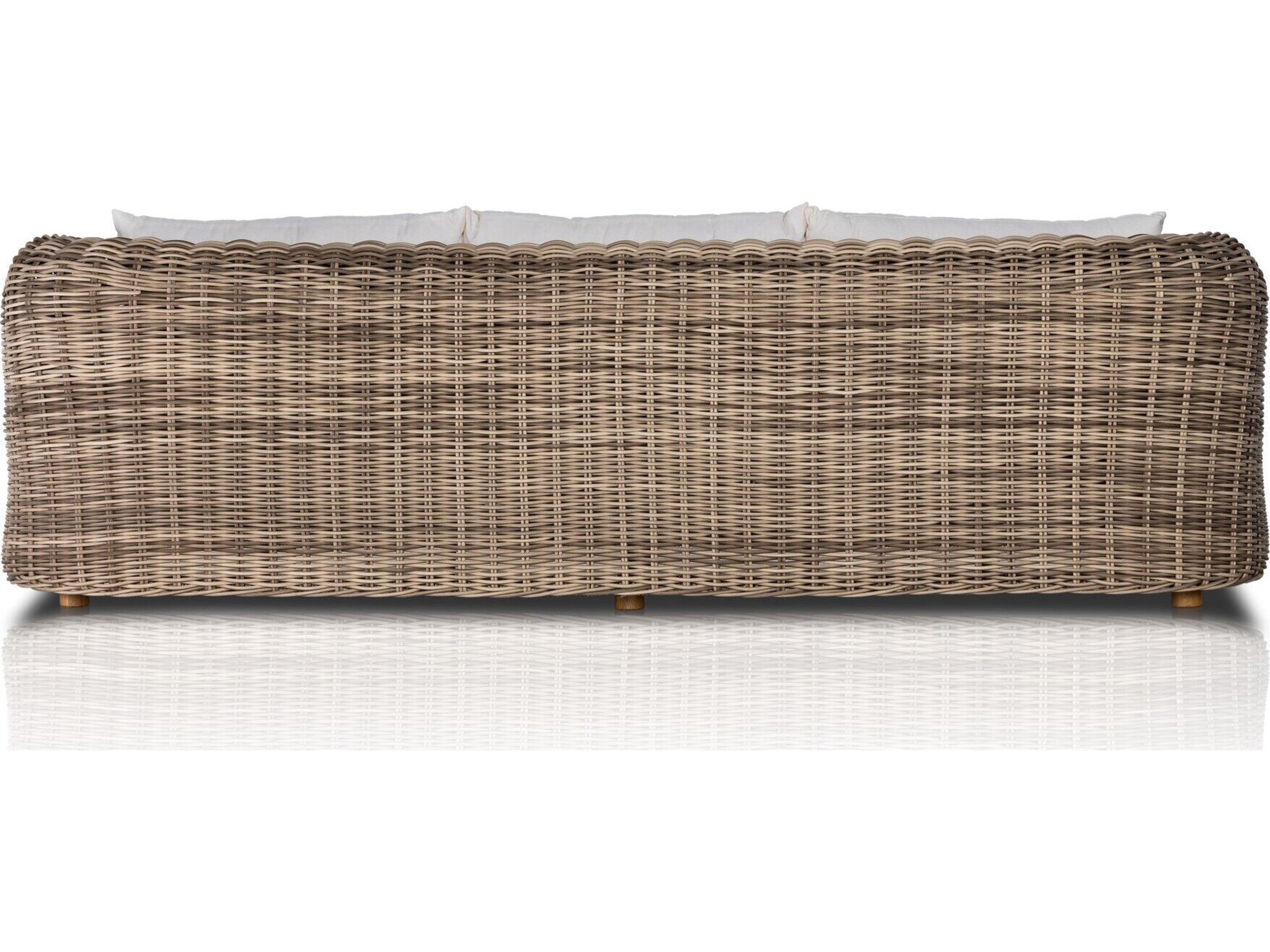 Luxecor Globetrotter Outdoor Venao Ivory / Natural Teak Chunky Sand Woven Sofa
