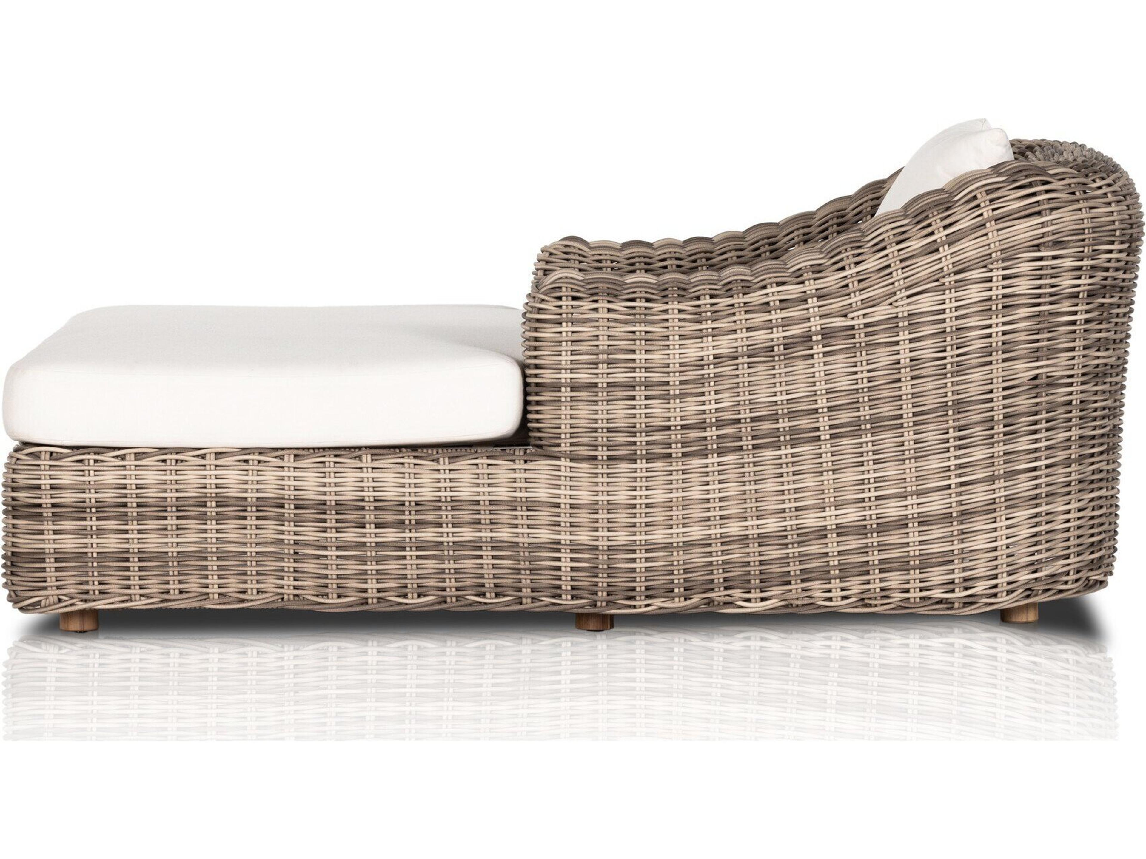 Four Hands Outdoor Pembrook Venao Ivory / Natural Teak / Chunky Sand Woven / Soft Umber Chaise Lounge