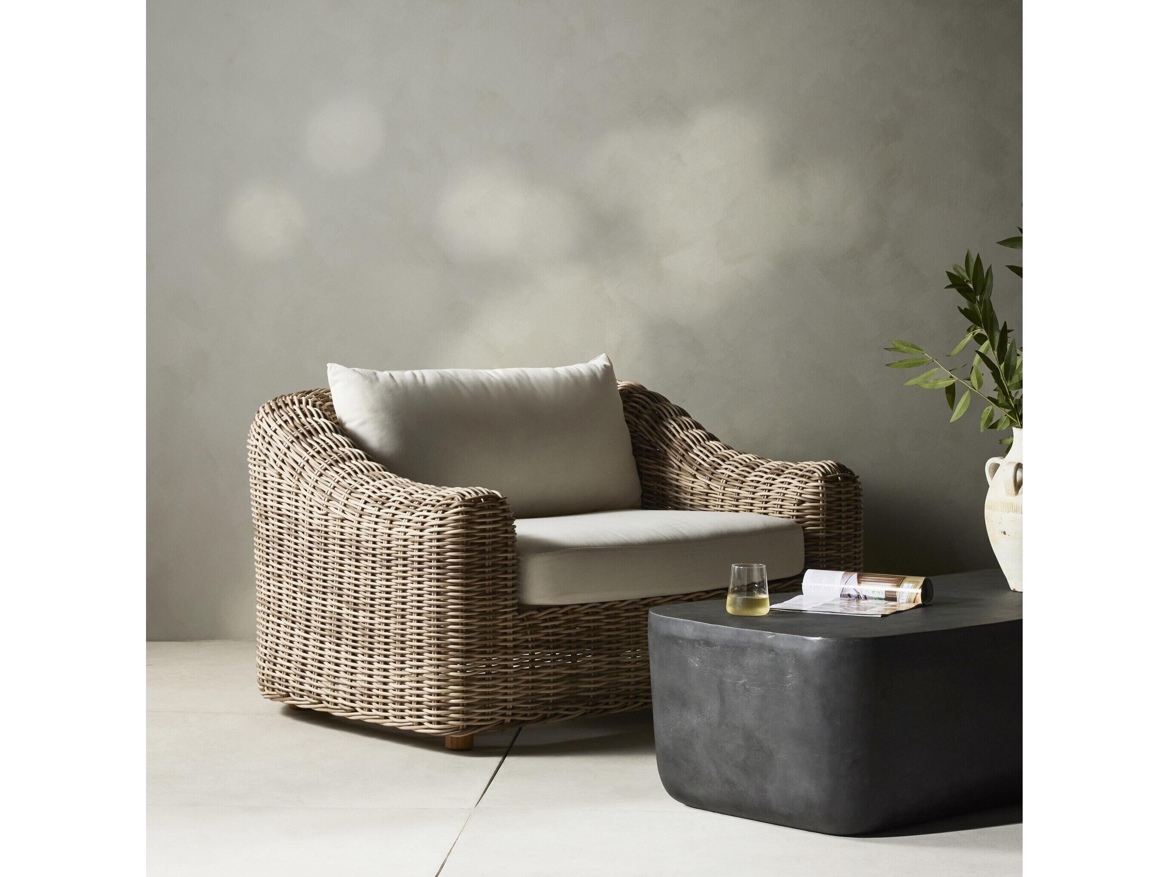 Four Hands Outdoor Pembrook Venao Ivory / Natural Teak / Chunky Sand Woven Lounge Chair