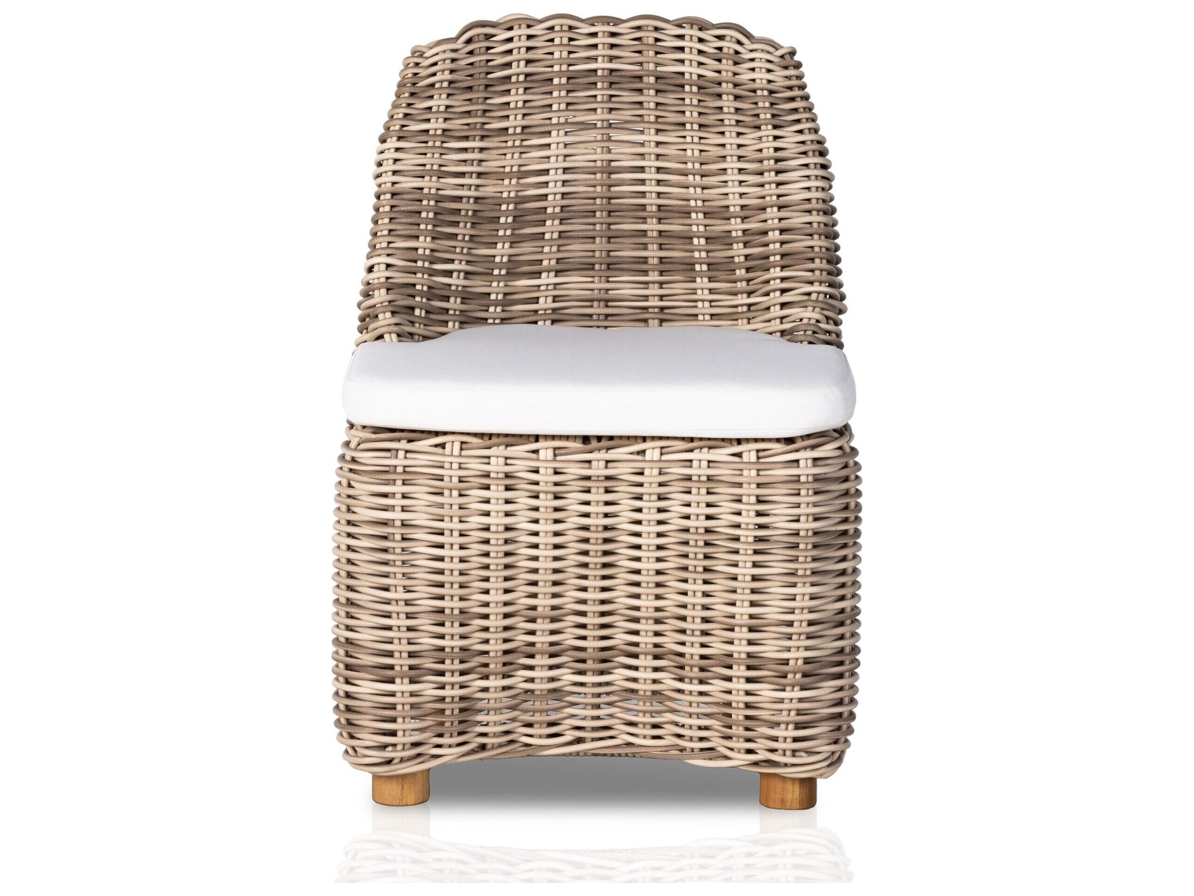 Four Hands Outdoor Pembrook Venao Ivory / Natural Teak / Chunky Sand Woven Side Dining Chair