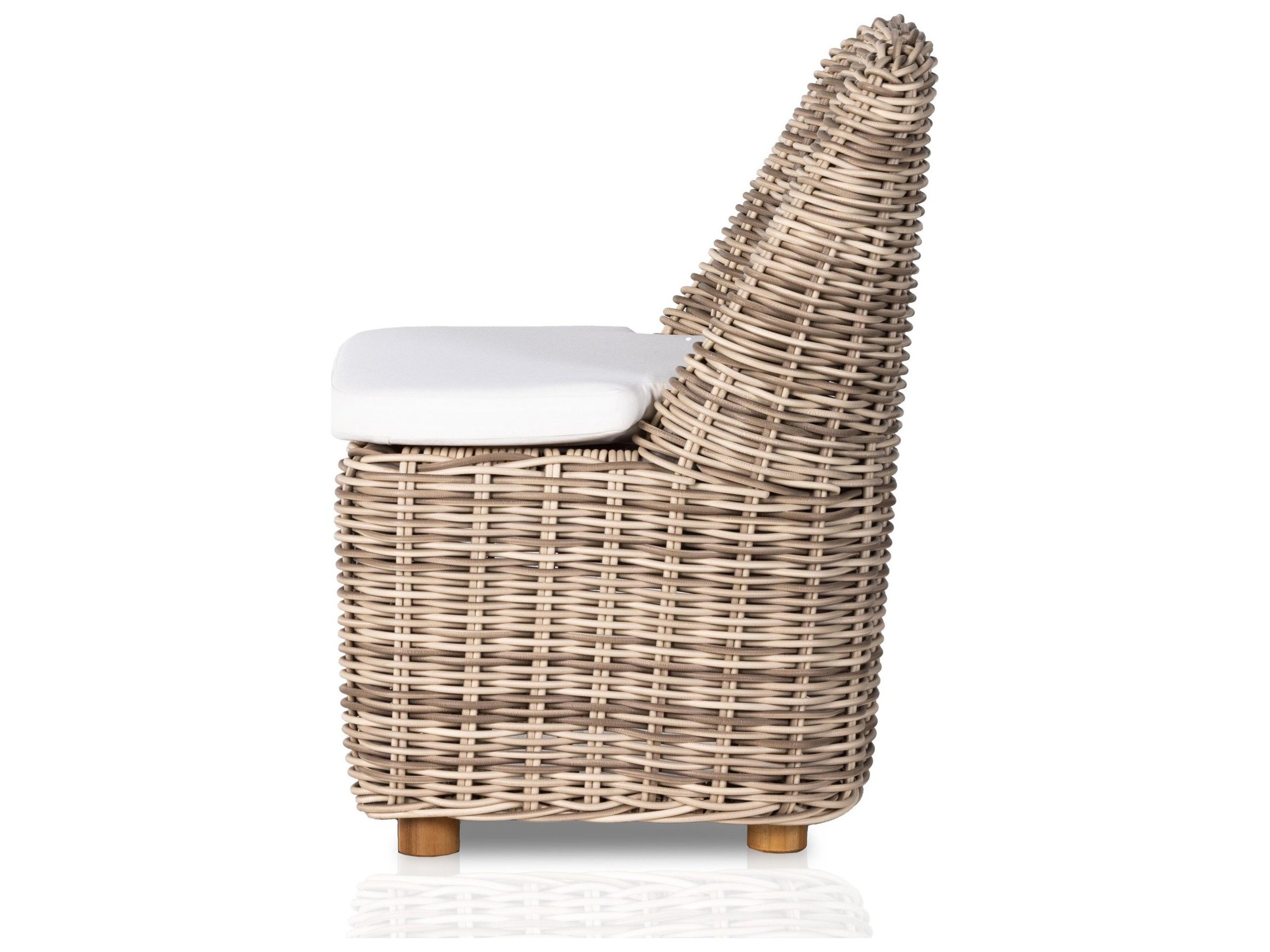 Four Hands Outdoor Pembrook Venao Ivory / Natural Teak / Chunky Sand Woven Side Dining Chair