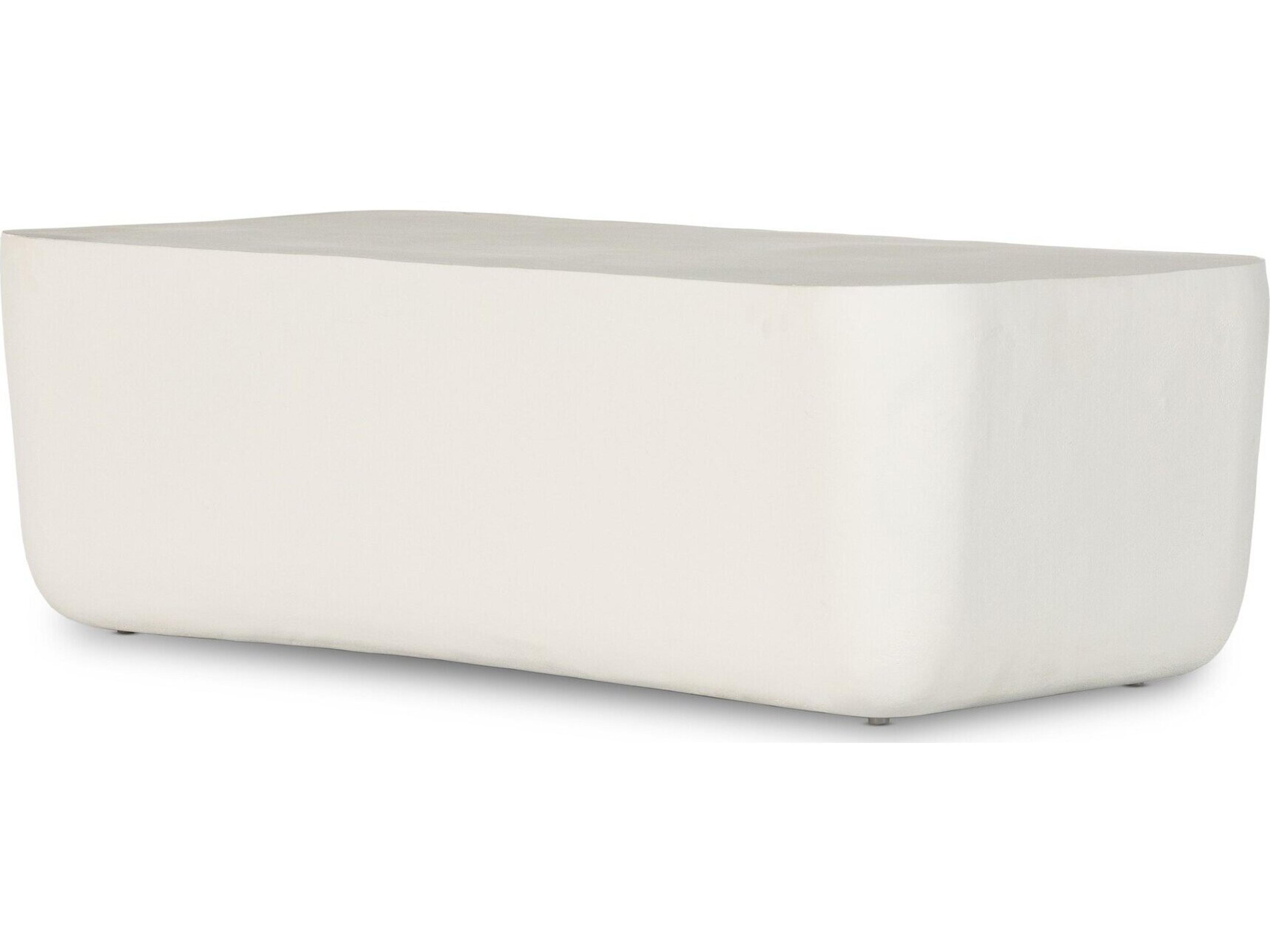 Globetrotter Outdoor Matte White Rectangular Coffee Table