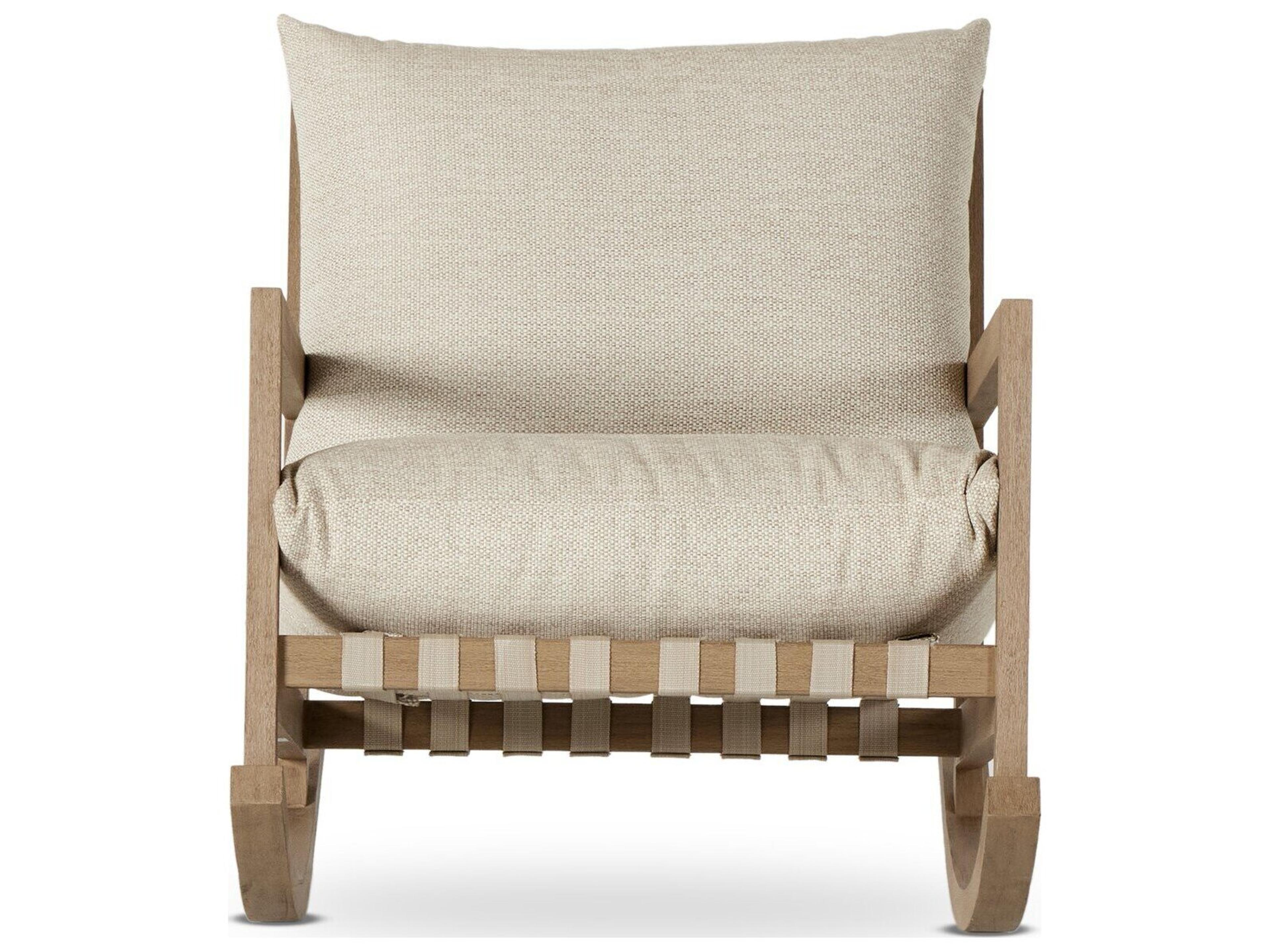 Luxecor Globetrotter Outdoor Washed Brown Rocking Lounge Chair with Faye Sand Cushion